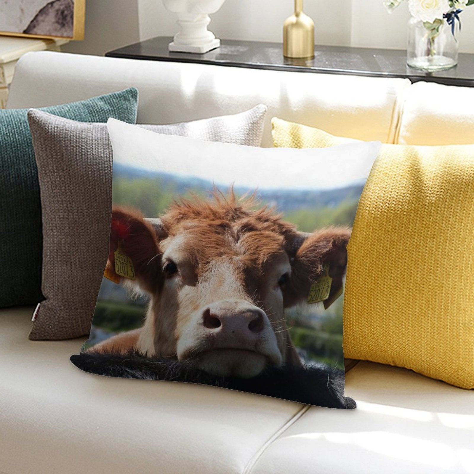 Chin Up, Cow Soft High-Density Material Throw Pillow