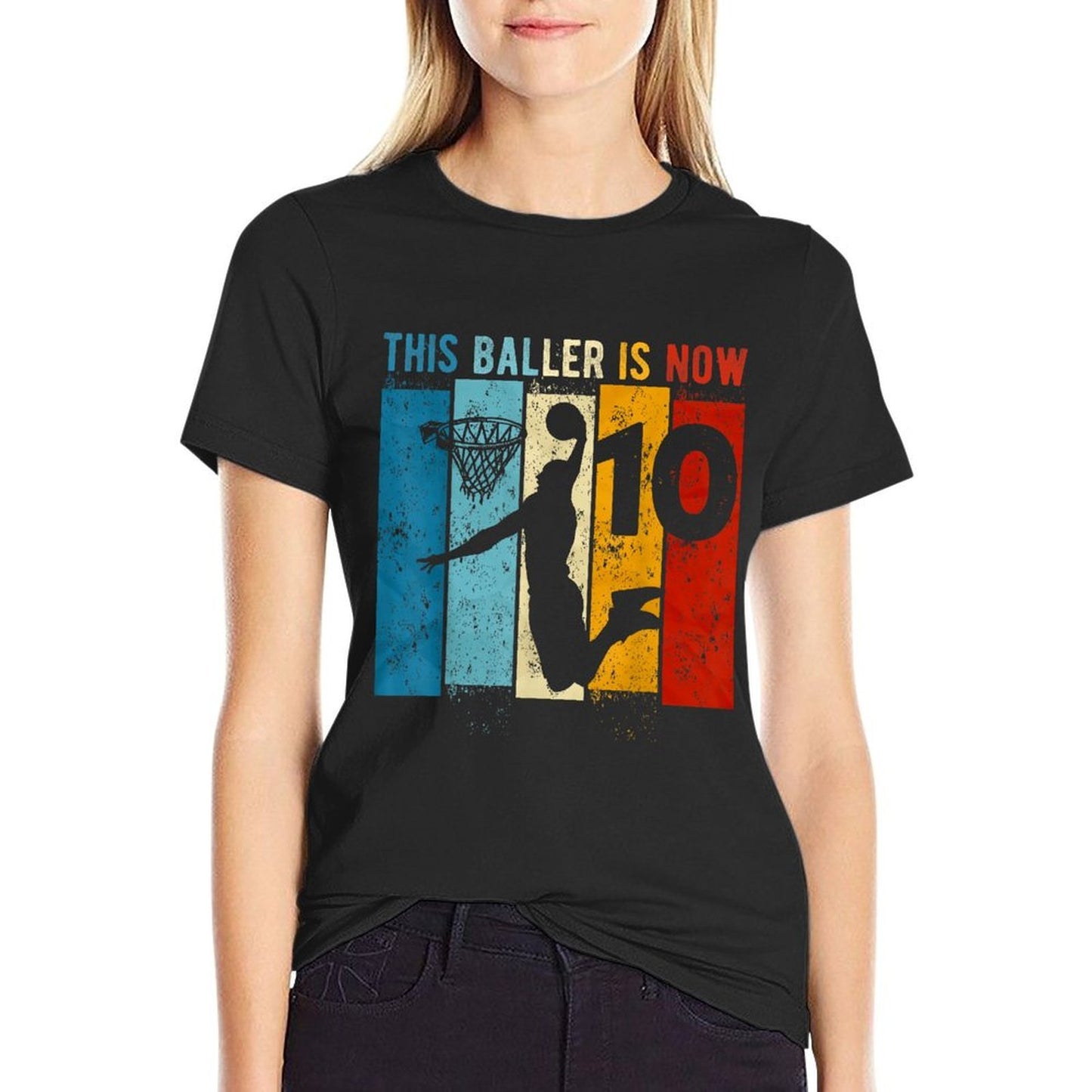 10 Year Old Basketball 10th Birthday Boy  Heathered Texture T-Shirt