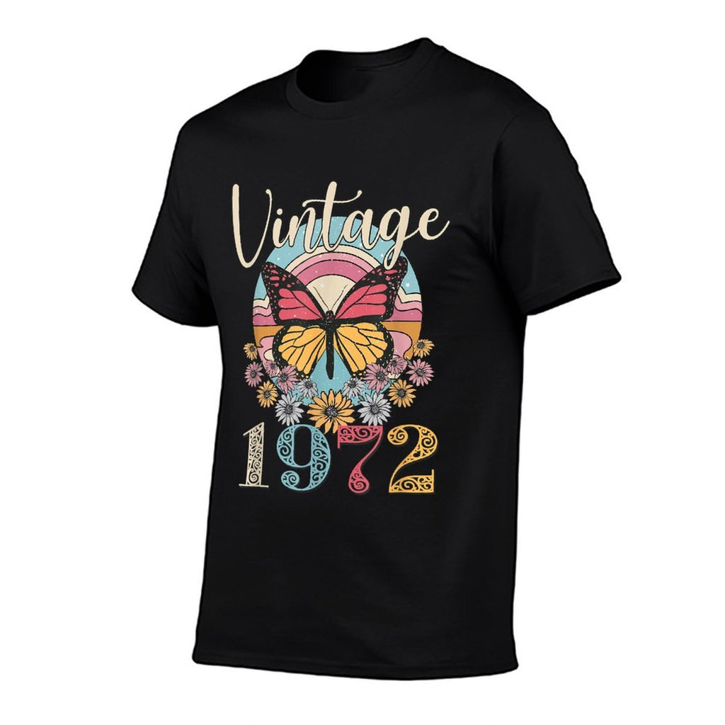 Vintage 50th 1972 Butterfly Floral Birthday Women Mom Gifts  Durable T-Shirt