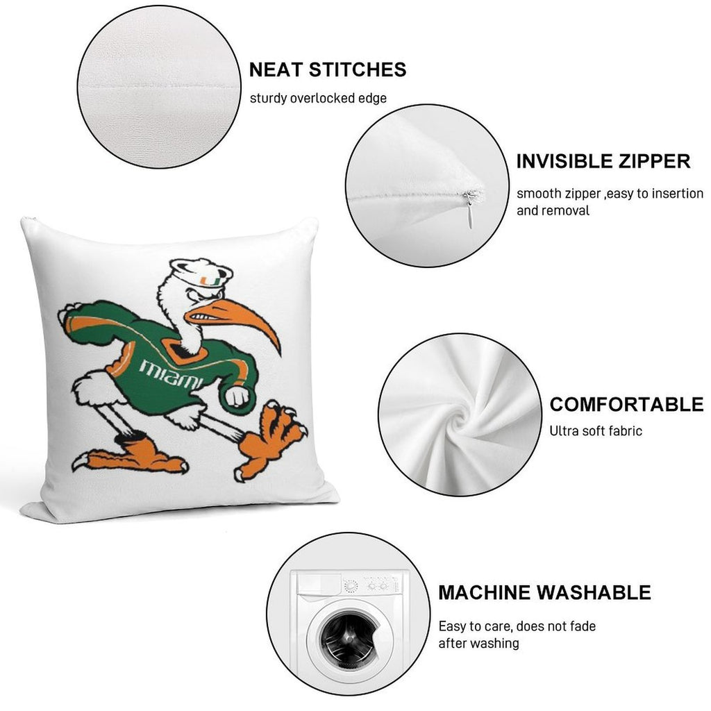 Miami Hurricanes Soft Luxury Feel Throw Pillow