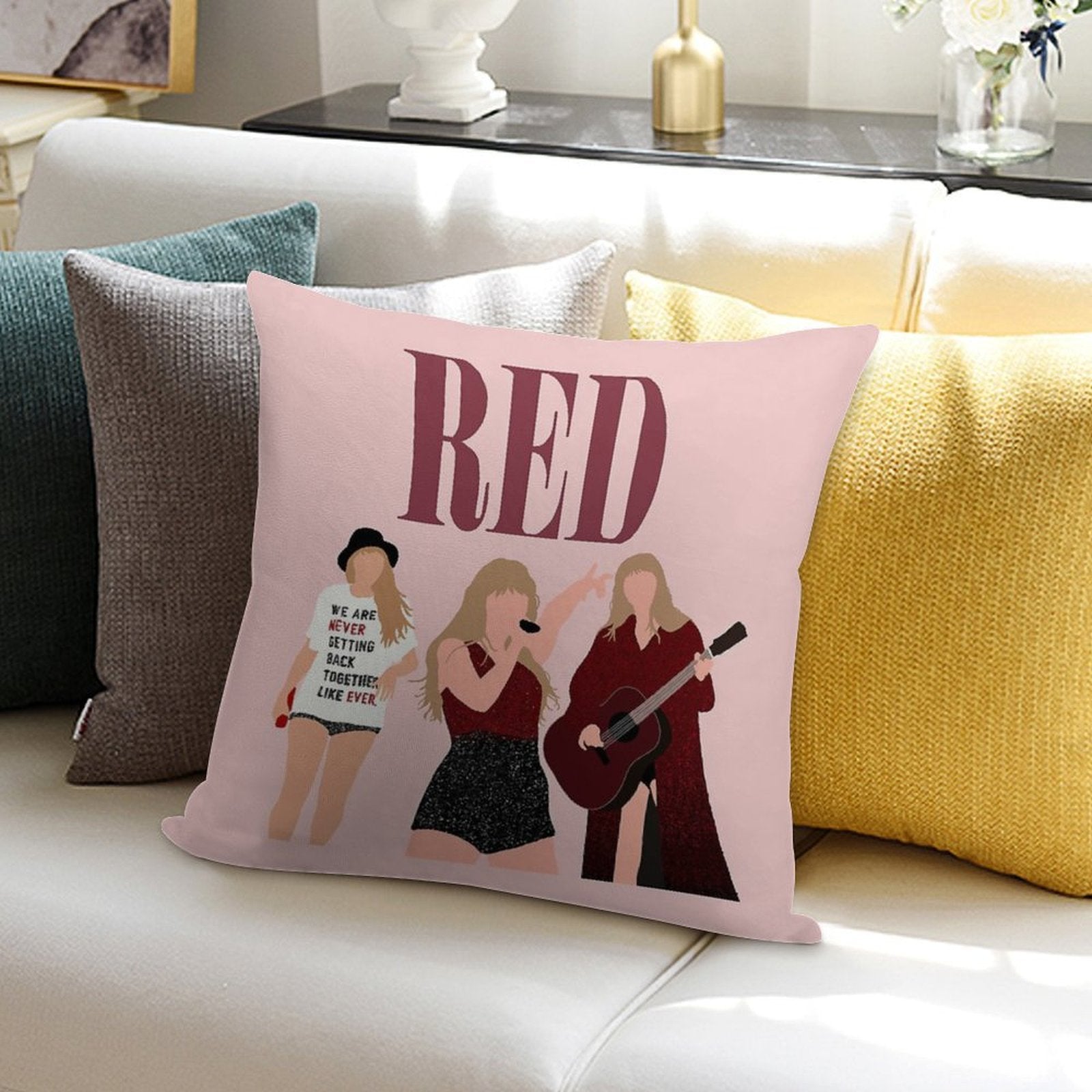 Taylor Swift Red Eras Tour Art Soft Bedroom Essential Throw Pillow