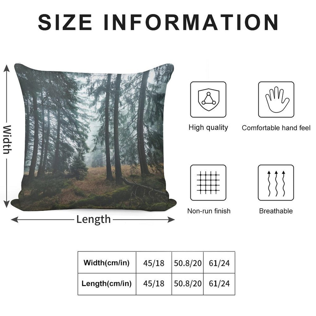 Deep In The Woods  Wild Romantic Misty Retro Fall Wilderness Fairytale Forest With Dark Trees Covered In Fog Soft Anti-Pilling Throw Pillow