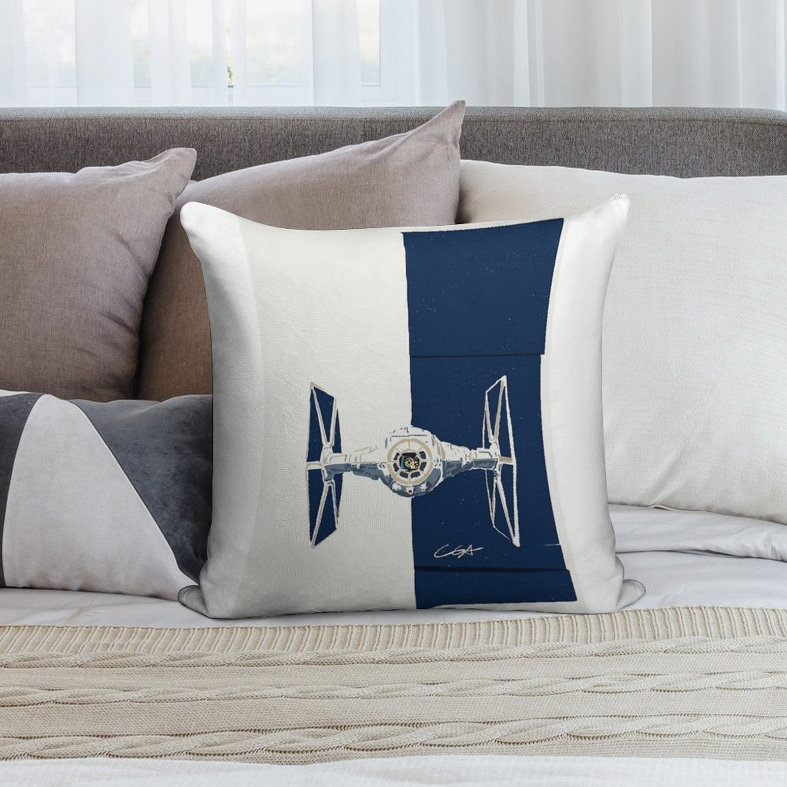 Tie Fighter Soft Hidden Zipper Throw Pillow