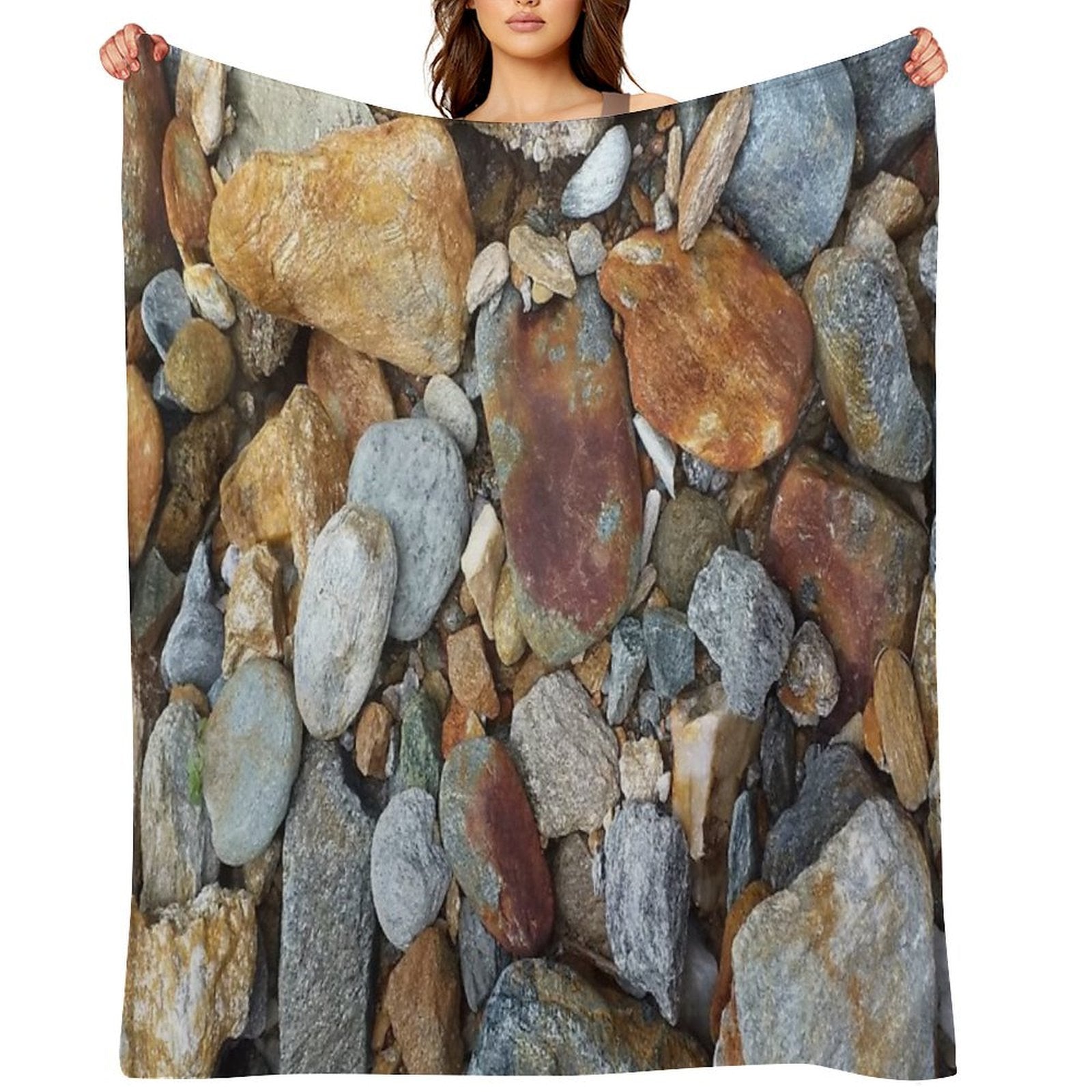 Natural River Stones, Mineral Rocks Versatility Throw Blanket