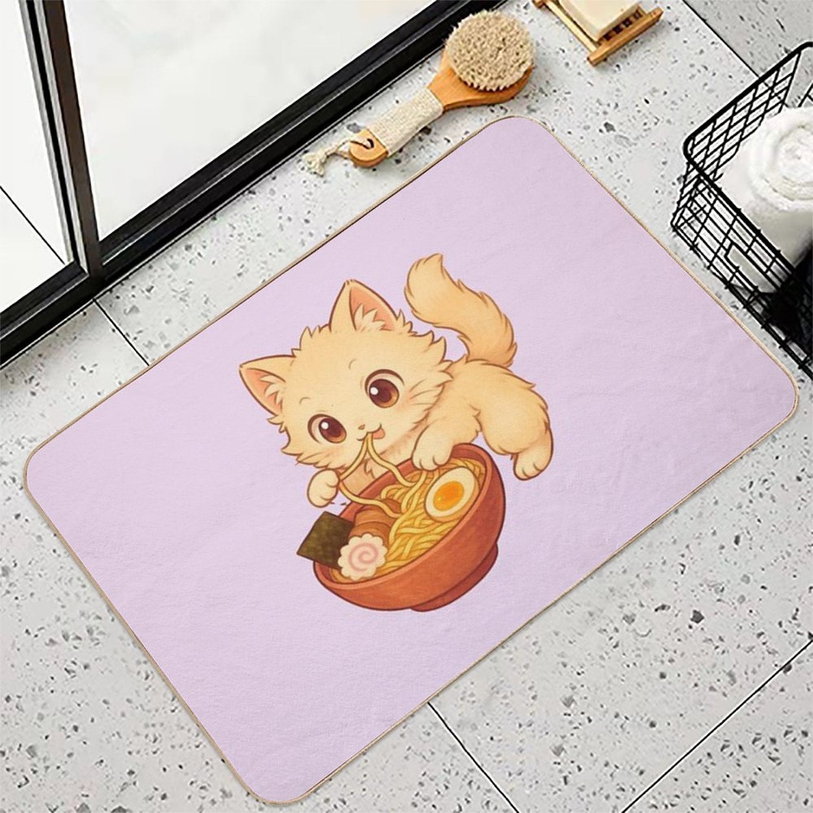 Kitty Ramen  Long-Lasting Bath Mat