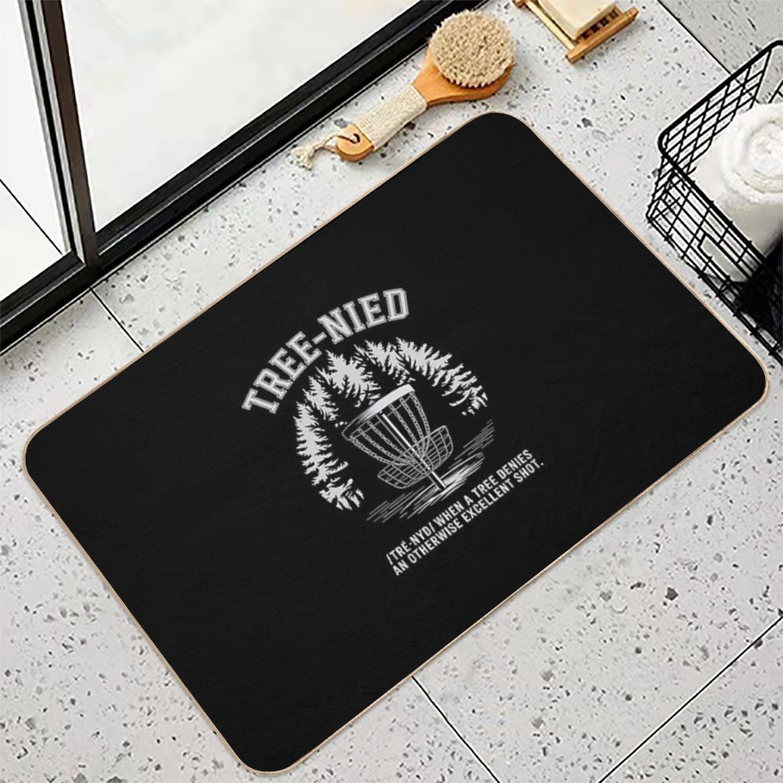 Disc Golf - Funny Stupid Tree Tree-nied IV  Slip-Resistant Bath Mat
