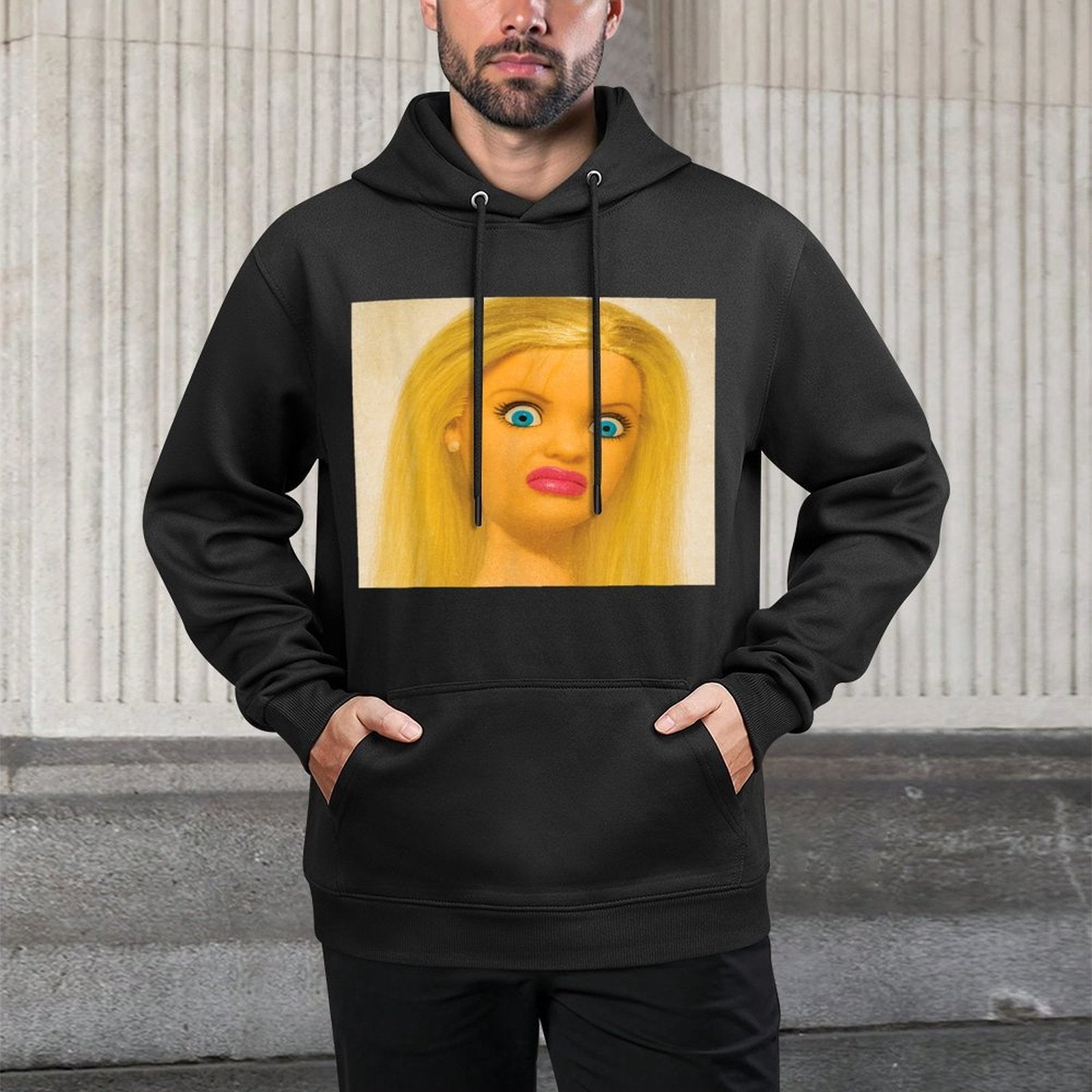 Disgusting Doll Face Meme Layering Staple Hoodie