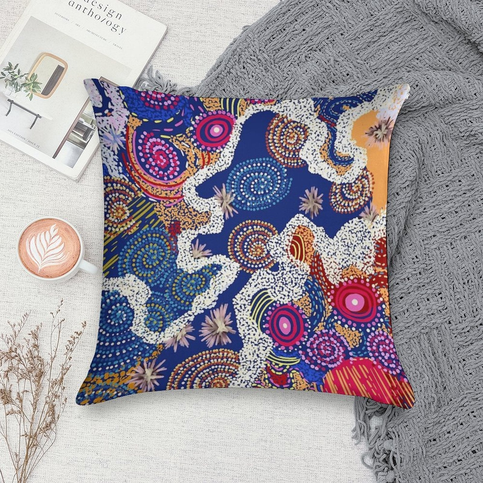 Australian Aboriginal Art V2 Soft Skin-Friendly Throw Pillow