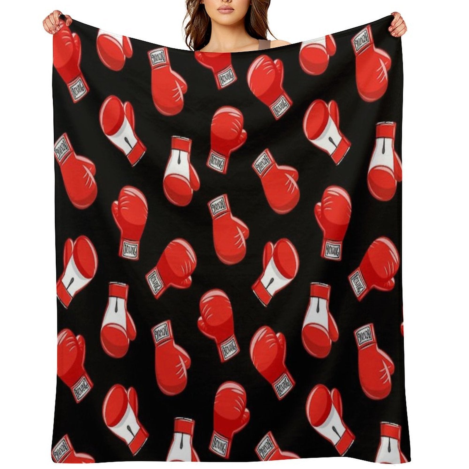 Red Boxing Gloves Anti-pilling Throw Blanket