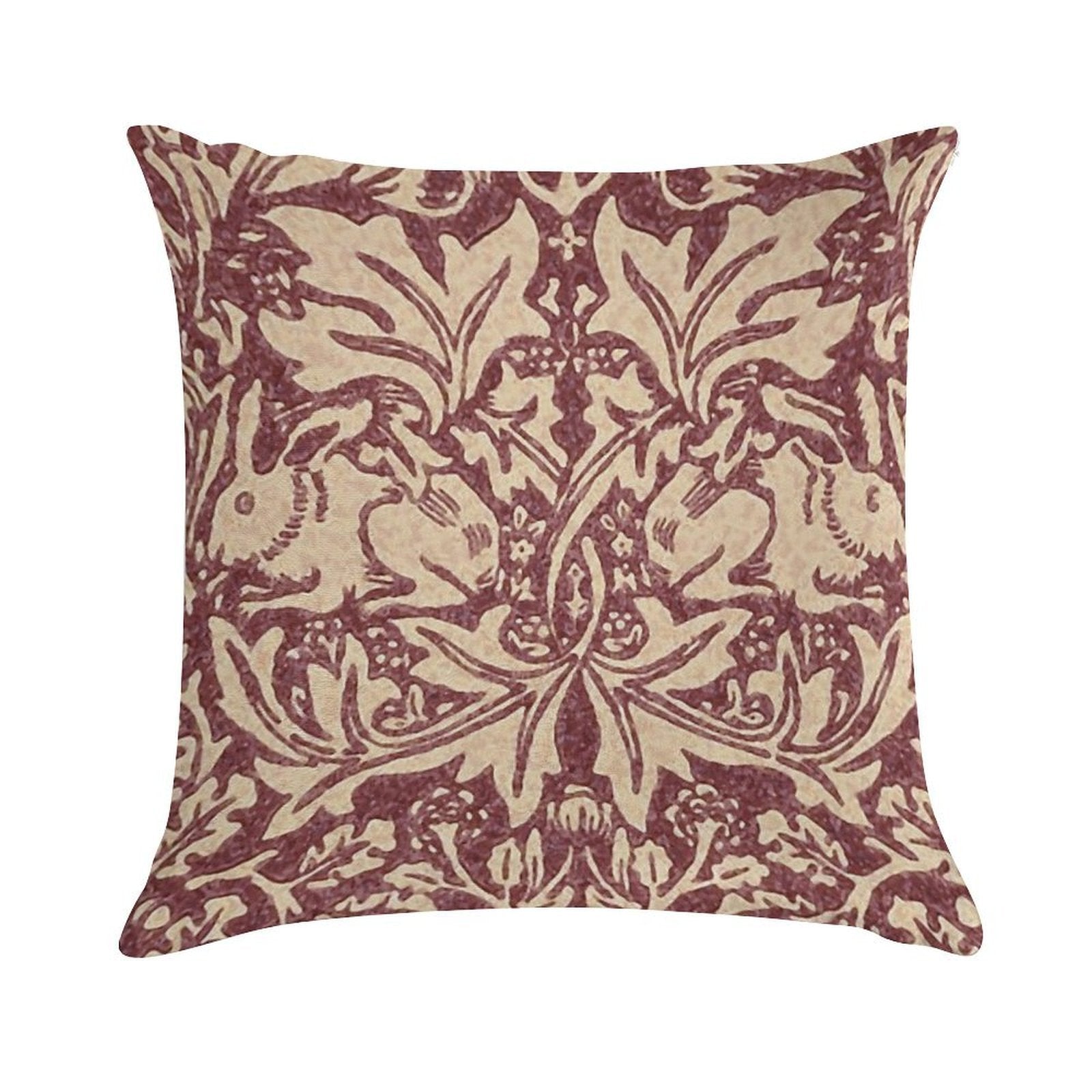 William Morris Brer Rabbit (burgundy) Pattern Soft Warmth Comfort Throw Pillow
