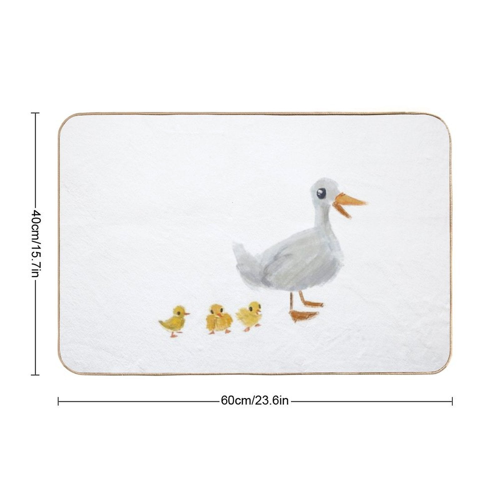 Mama Duck And Ducklings Cute Bird Pastel Drawing  Odorless Bath Mat