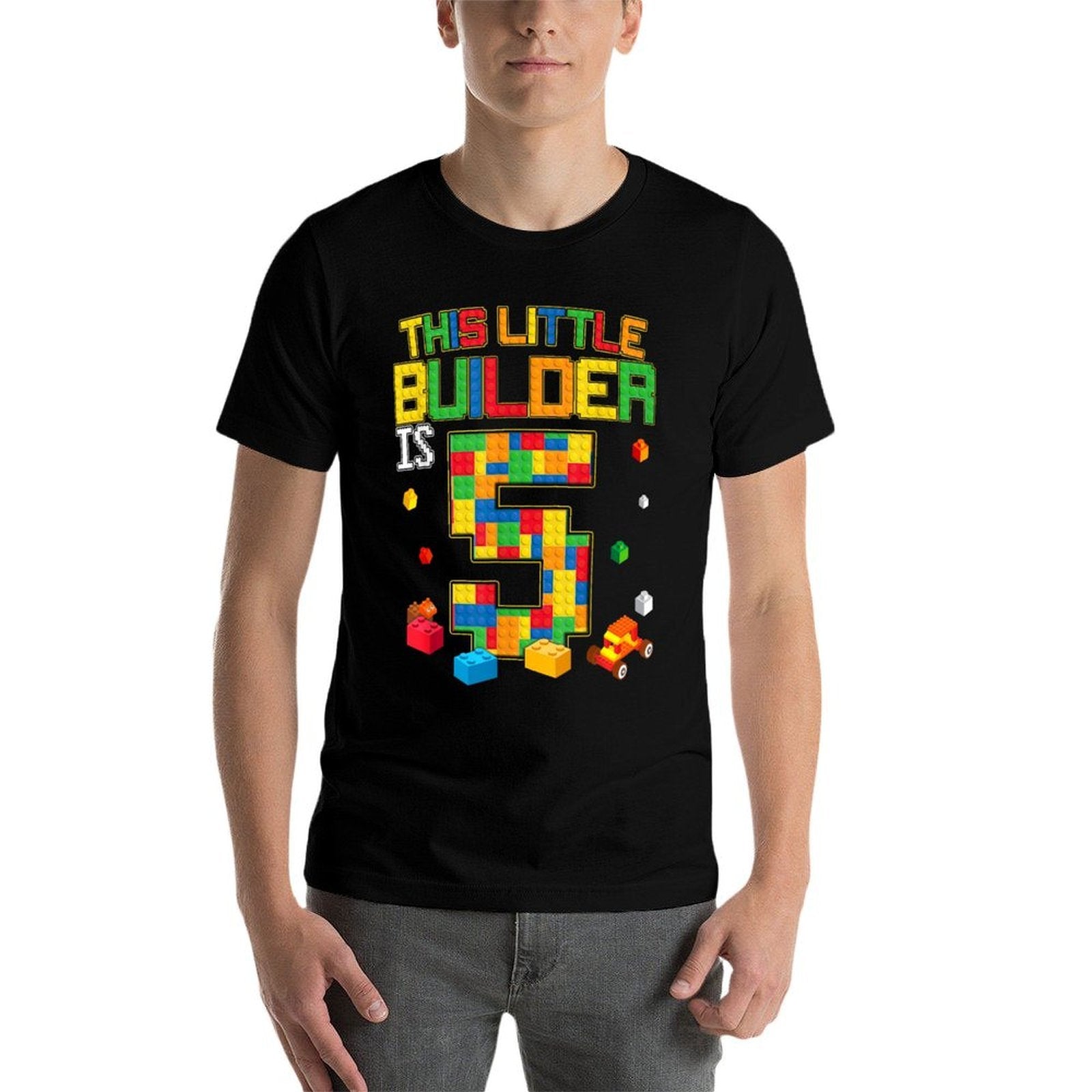 Building Blocks 5 Years Old Birthday Boy  Graphic-printed T-Shirt