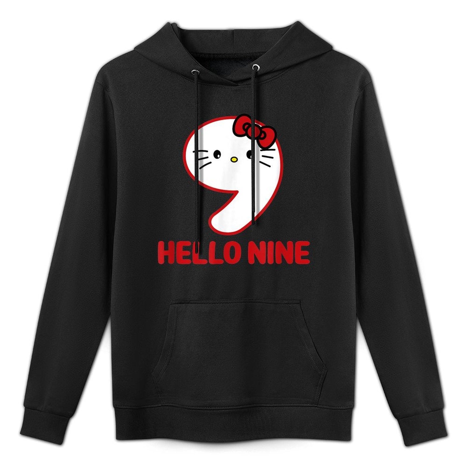 Happy Birthday Kitty, Cute Hello Nine Bday 9th Kawaii Gift Medium-Weight Fabric Hoodie