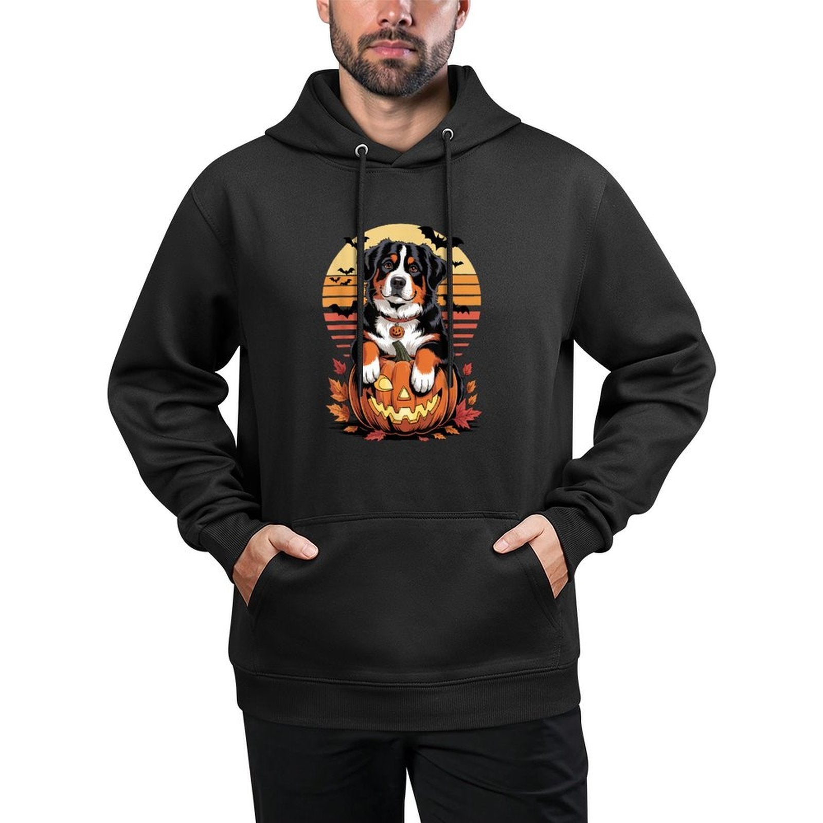 Halloween Retro Bernese Mountain Dog Berner Relaxed Fit Hoodie
