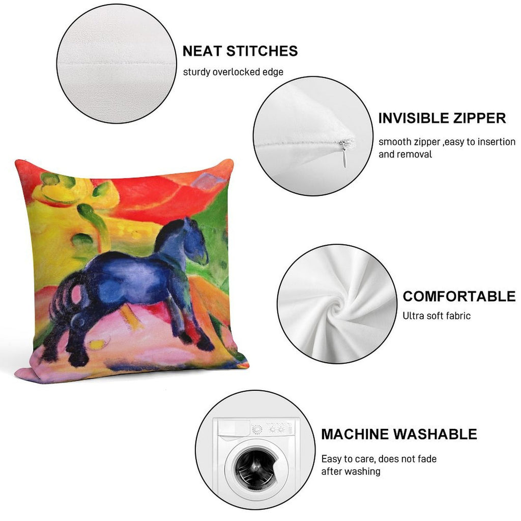 Franz Marc - Little Blue Horse Soft Hidden Zipper Throw Pillow
