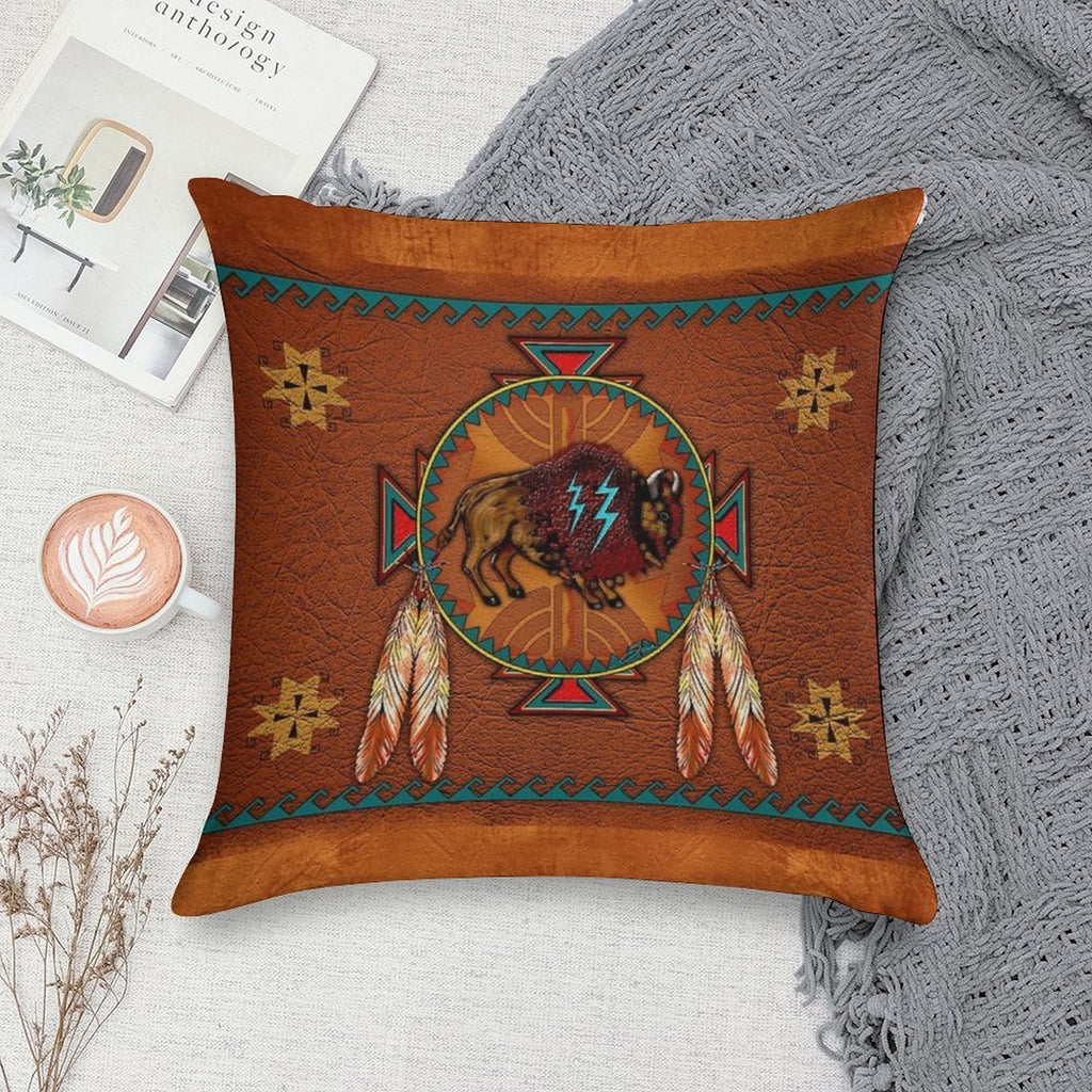 Buffalo Leather Soft Luxury Feel Throw Pillow