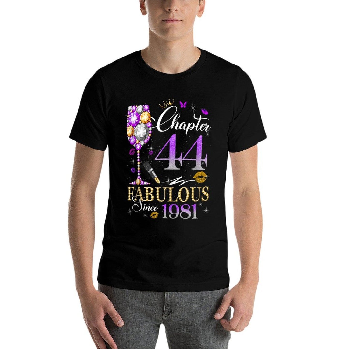 Womens Chapter 44 Fabulous Est 1981 44th B-day Queen Diamond  Breathable T-Shirt