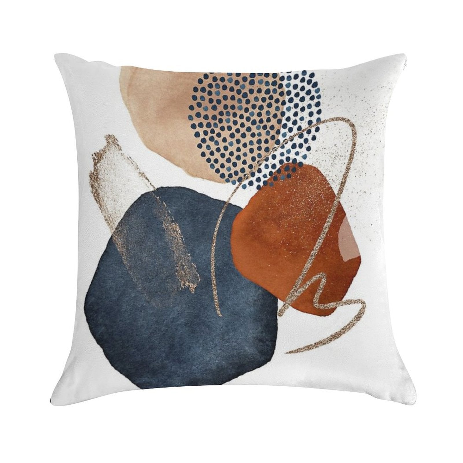Modern Abstract Blush, Terra-Cotta And Navy Blue Soft Fade-Resistant Throw Pillow