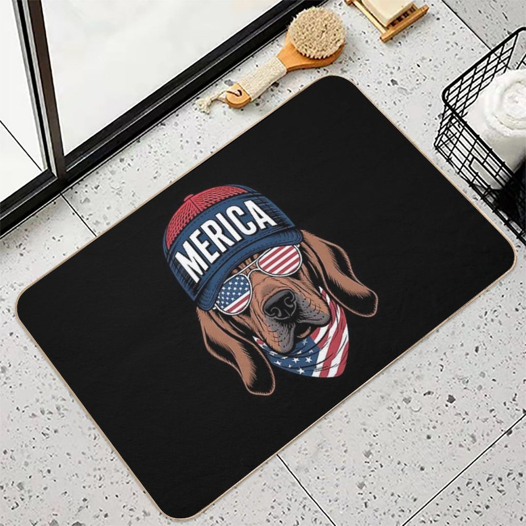 Bloodhound 4th of July US American Flag Dog Patriotic  Rapid-Drying Bath Mat