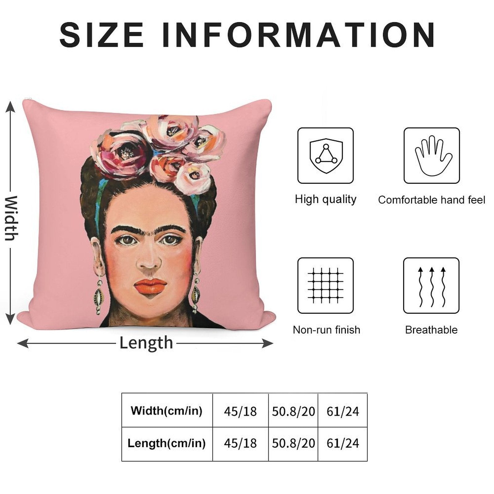Pink FRIDA Soft Fade-Resistant Throw Pillow