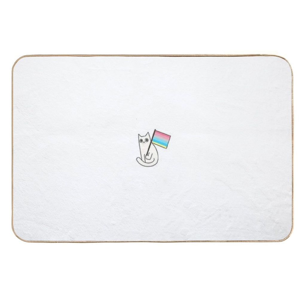 Genderflux Pride Flag White Cat Sticker  Non-Slip Bath Mat
