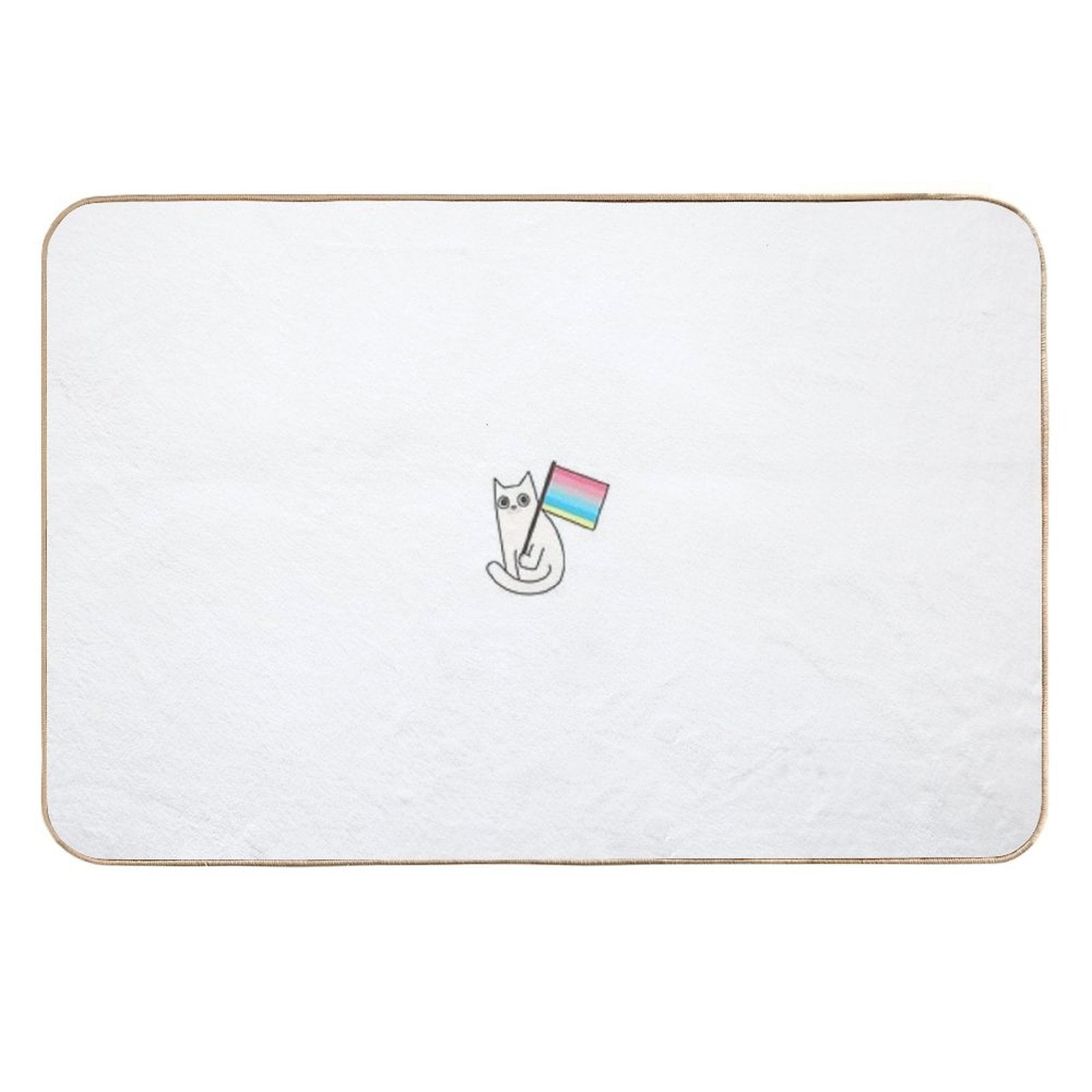 Genderflux Pride Flag White Cat Sticker  Non-Slip Bath Mat