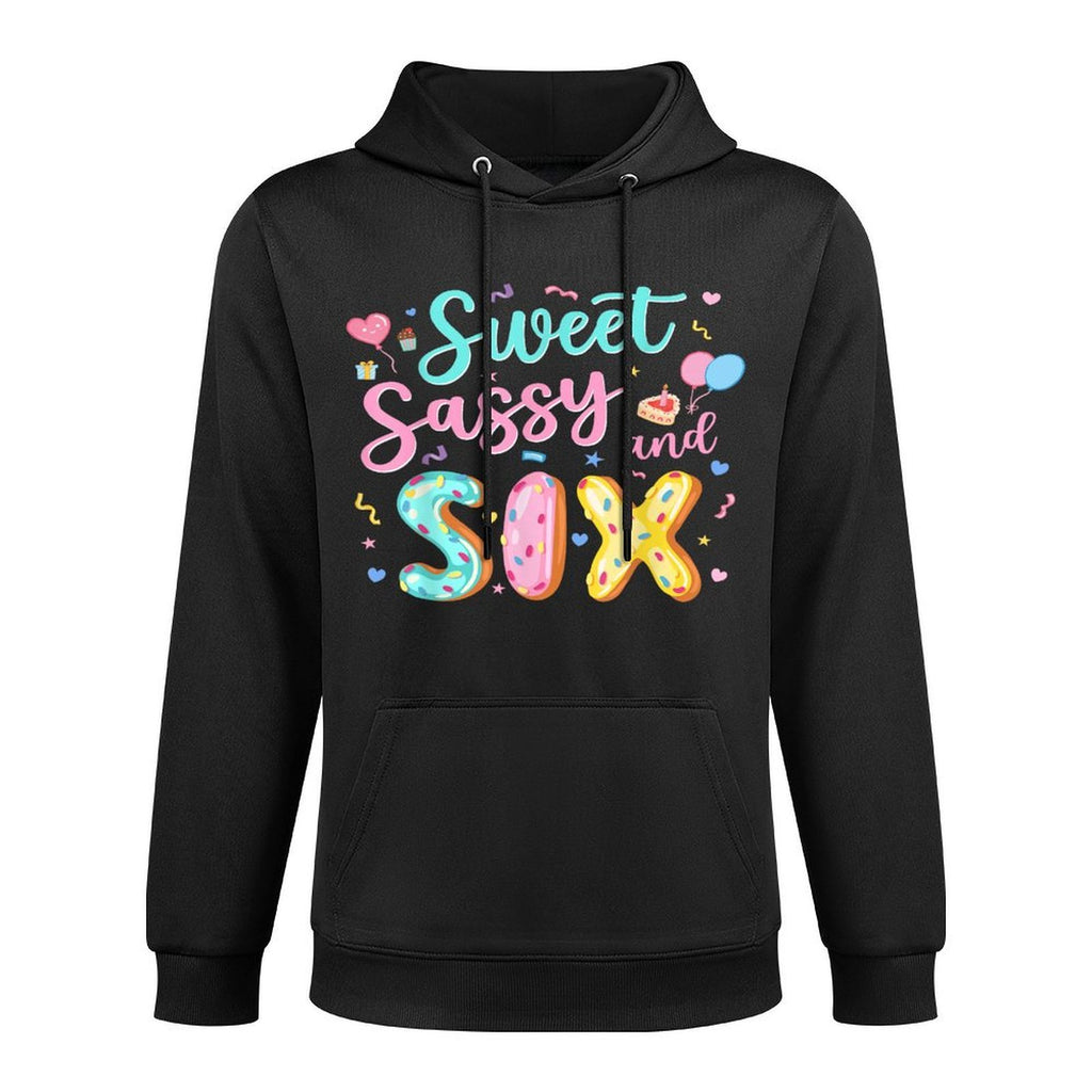 6Th Birthday Girl Sweet Sassy And Six Donut 6 Year Old Kids Shrink-Resistant Hoodie