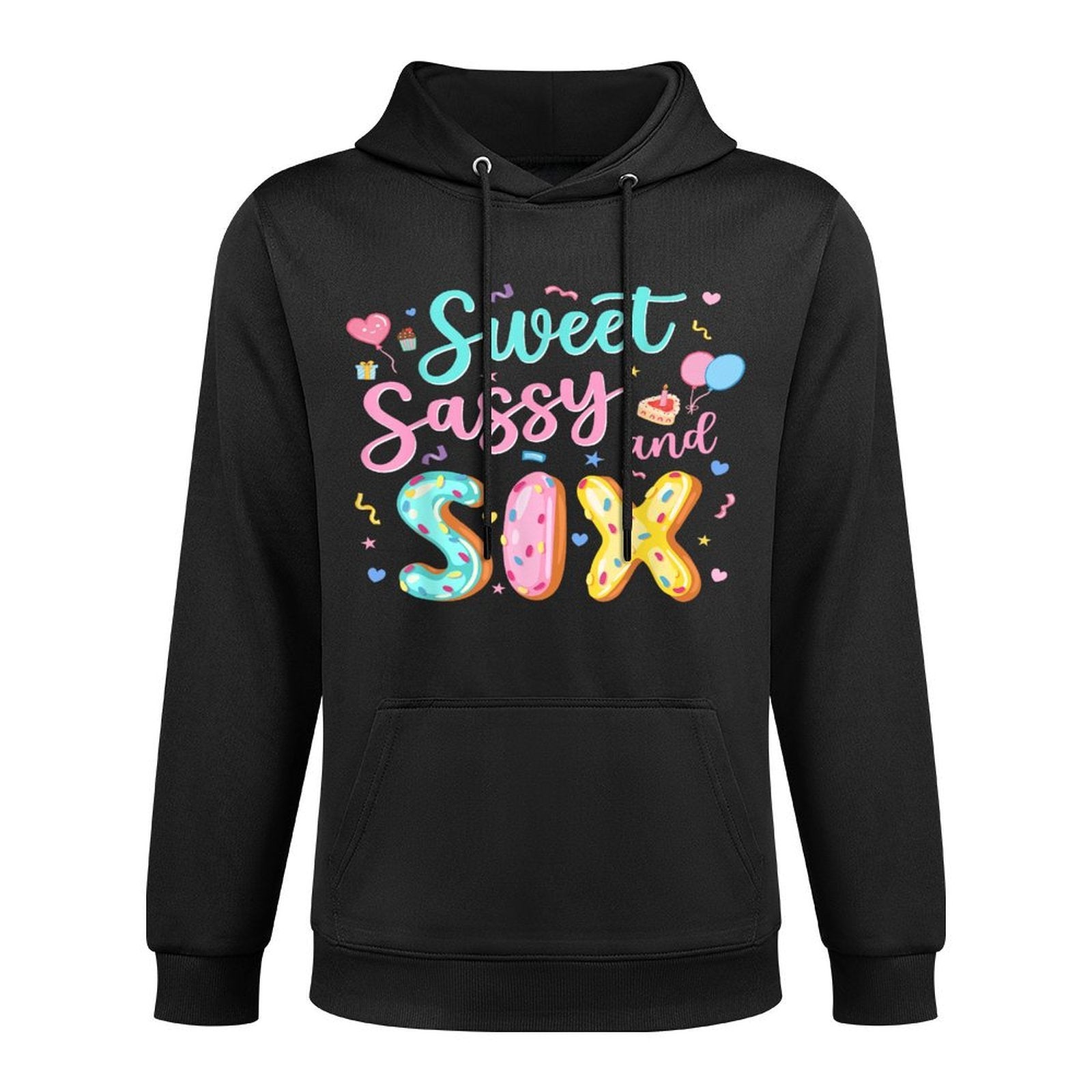 6Th Birthday Girl Sweet Sassy And Six Donut 6 Year Old Kids Shrink-Resistant Hoodie