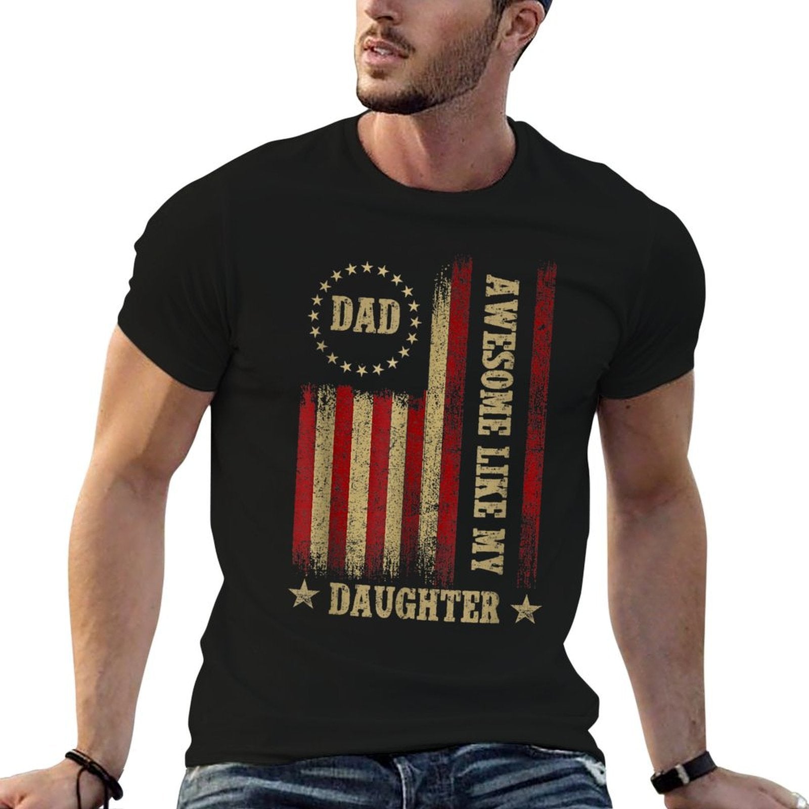 Awesome Like My Daughter Mens Funny Fathers Day Dad Usa  Breathable T-Shirt