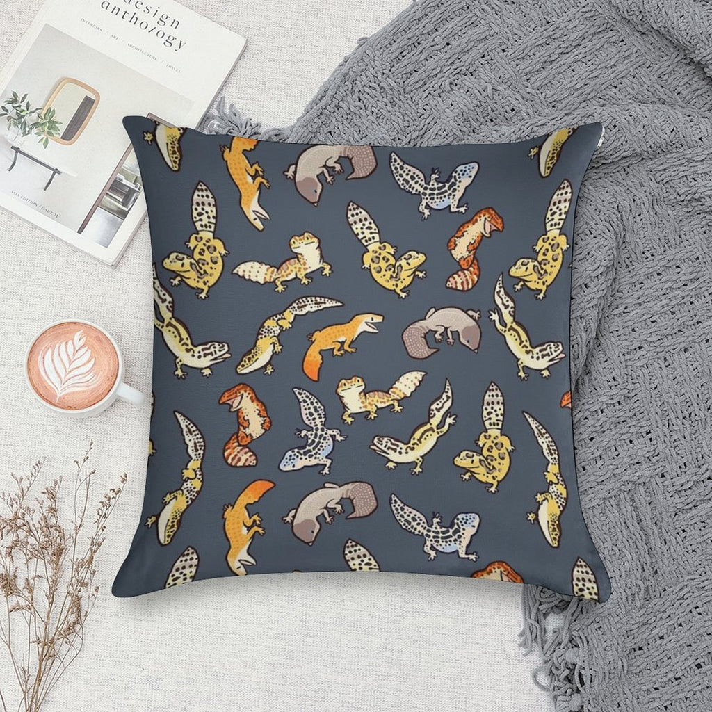 Chub Geckos in Dark Grey Soft Hidden Zipper Throw Pillow