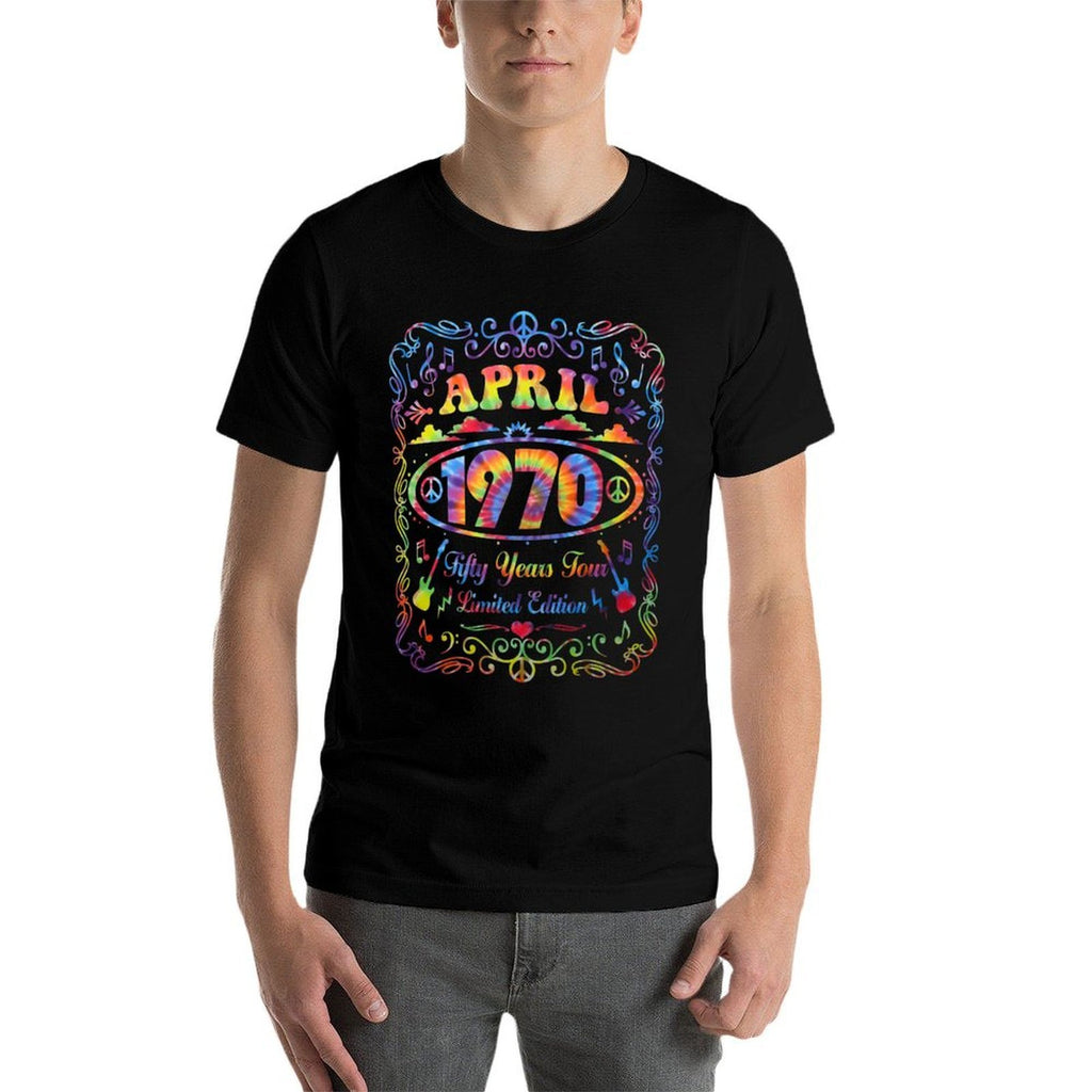 April 1970 50th Birthday Music Festival Lover Hippie Retro Premium  Fade-proof Color T-Shirt