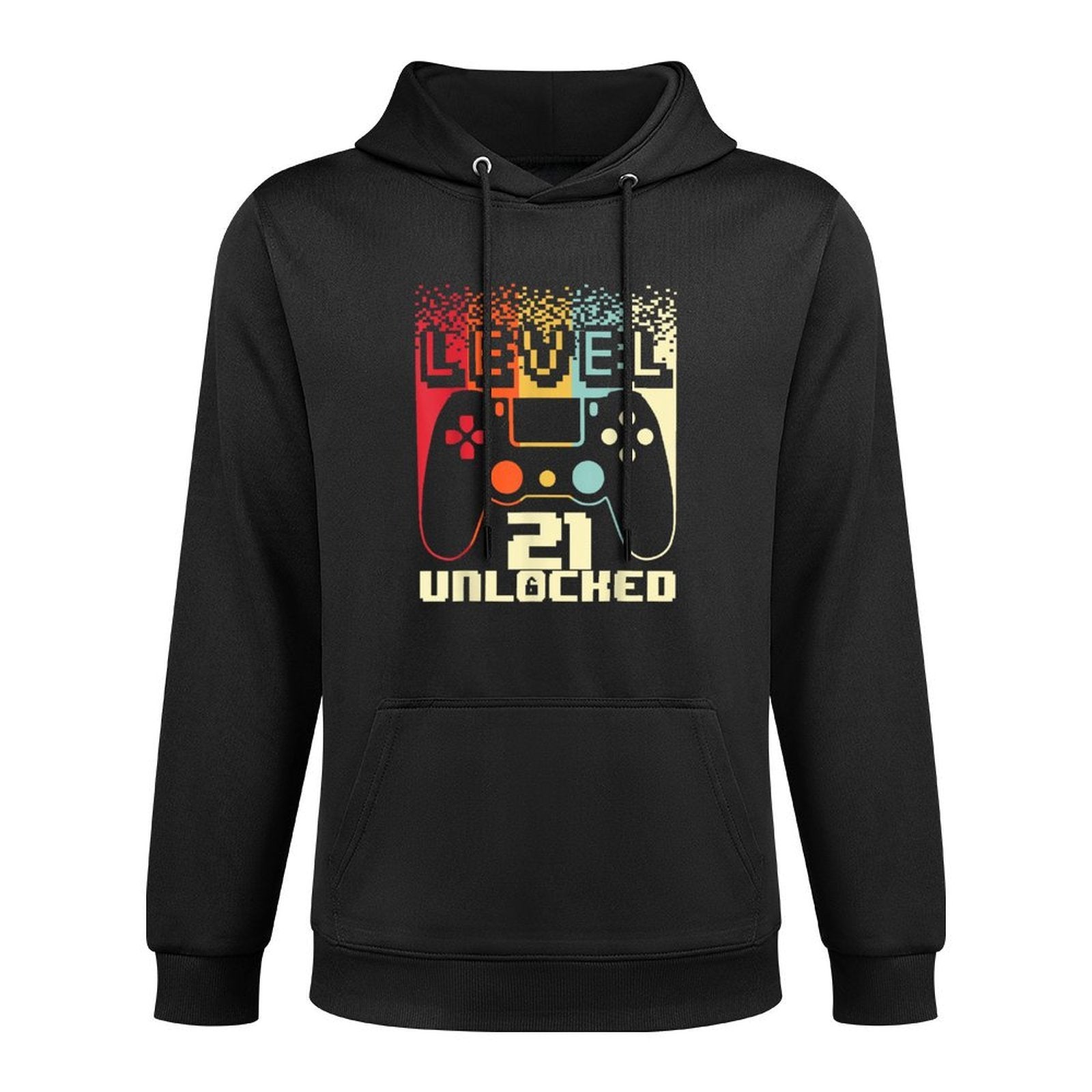 21st Birthday For Men Level 21 Unlocked Gamer 21 Year Old Kangaroo Pocket Hoodie