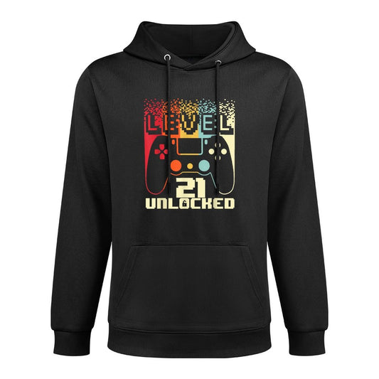 21st Birthday For Men Level 21 Unlocked Gamer 21 Year Old Kangaroo Pocket Hoodie
