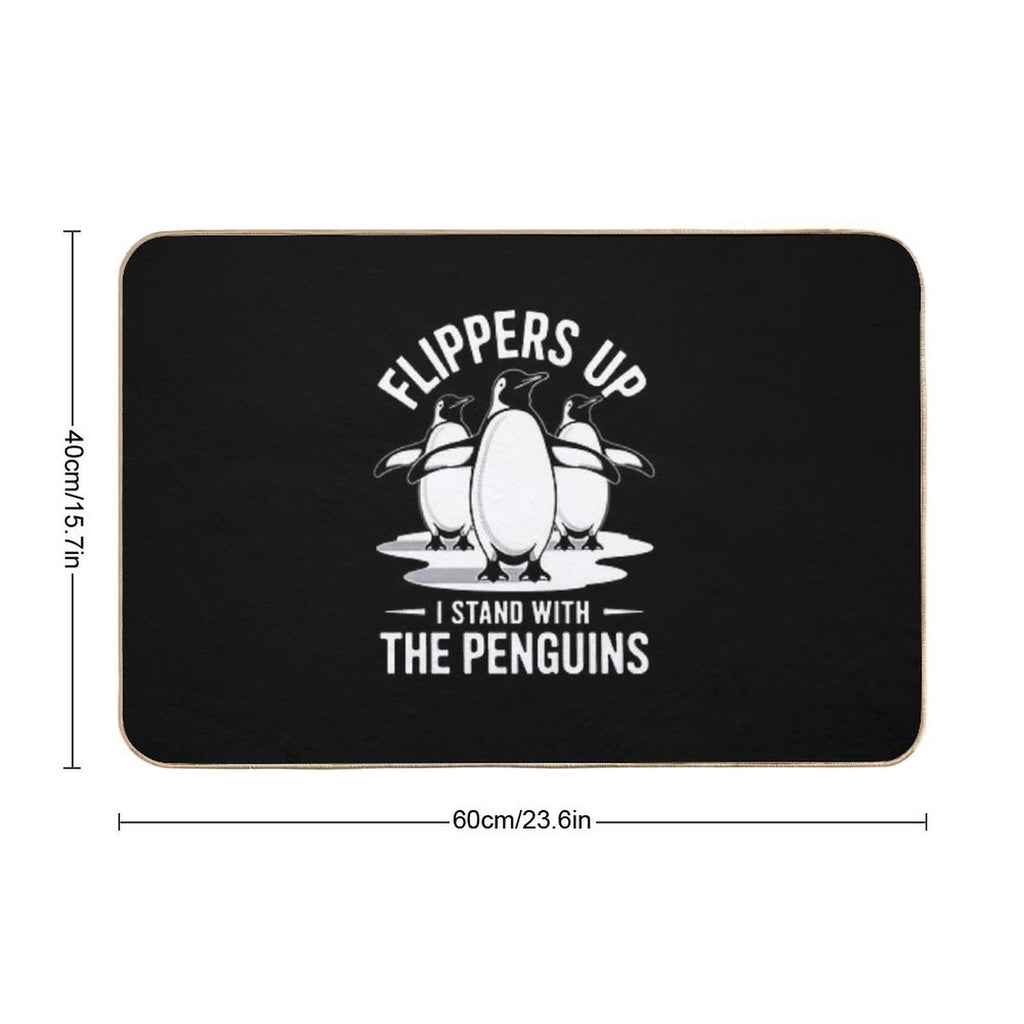 Penguin Resist Shirt Penguins Protest  Dirt-Trapping Bath Mat