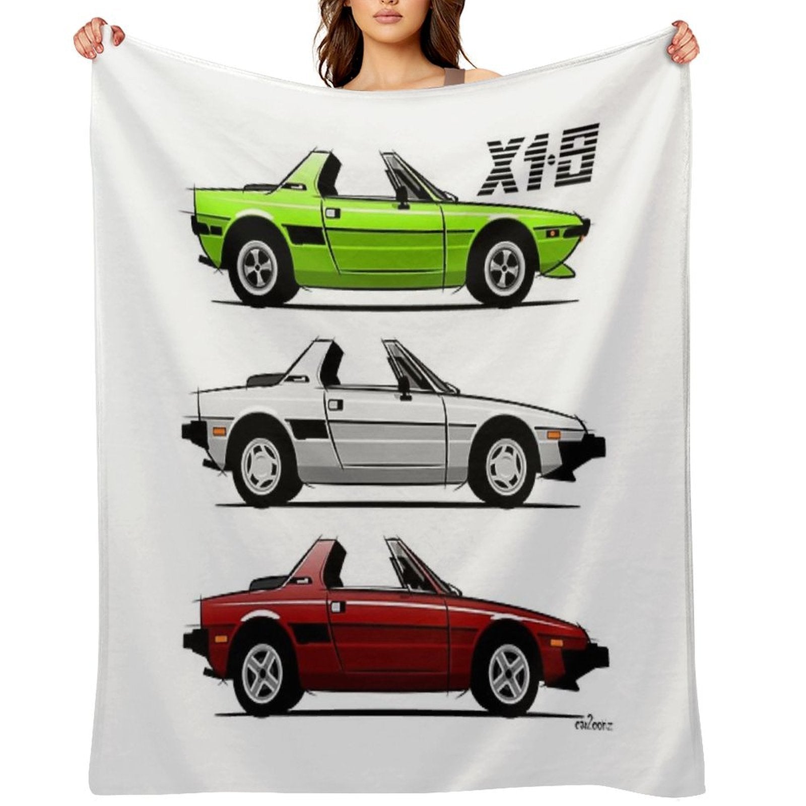 Fiat X19 with Open Roof Wrinkle-free Throw Blanket