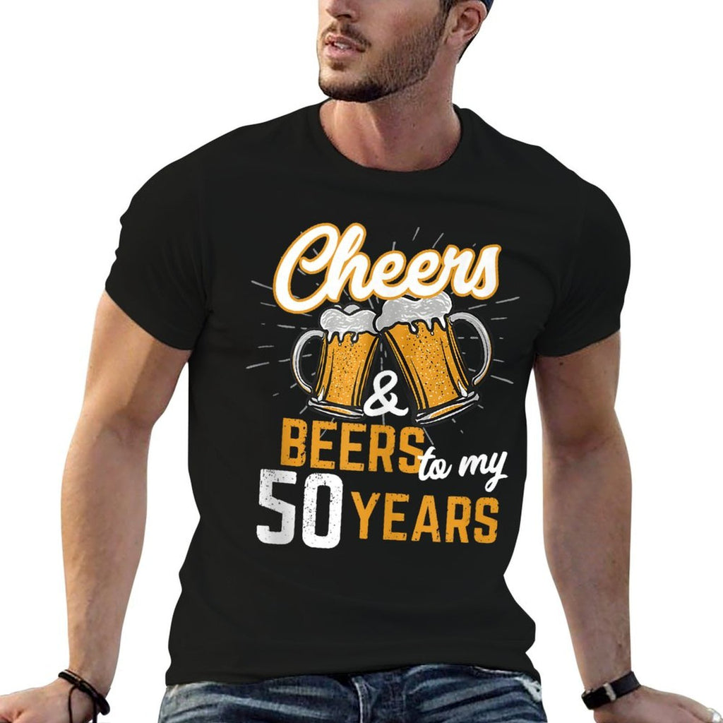 Cheers And Beers To My 50 Years, Funny 50th Birthday  Rolled Sleeves T-Shirt