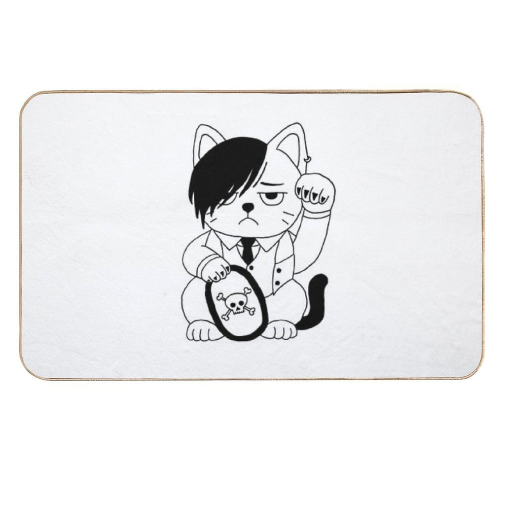 Emo Maneki Neko Skull  Fade-Resistant Bath Mat