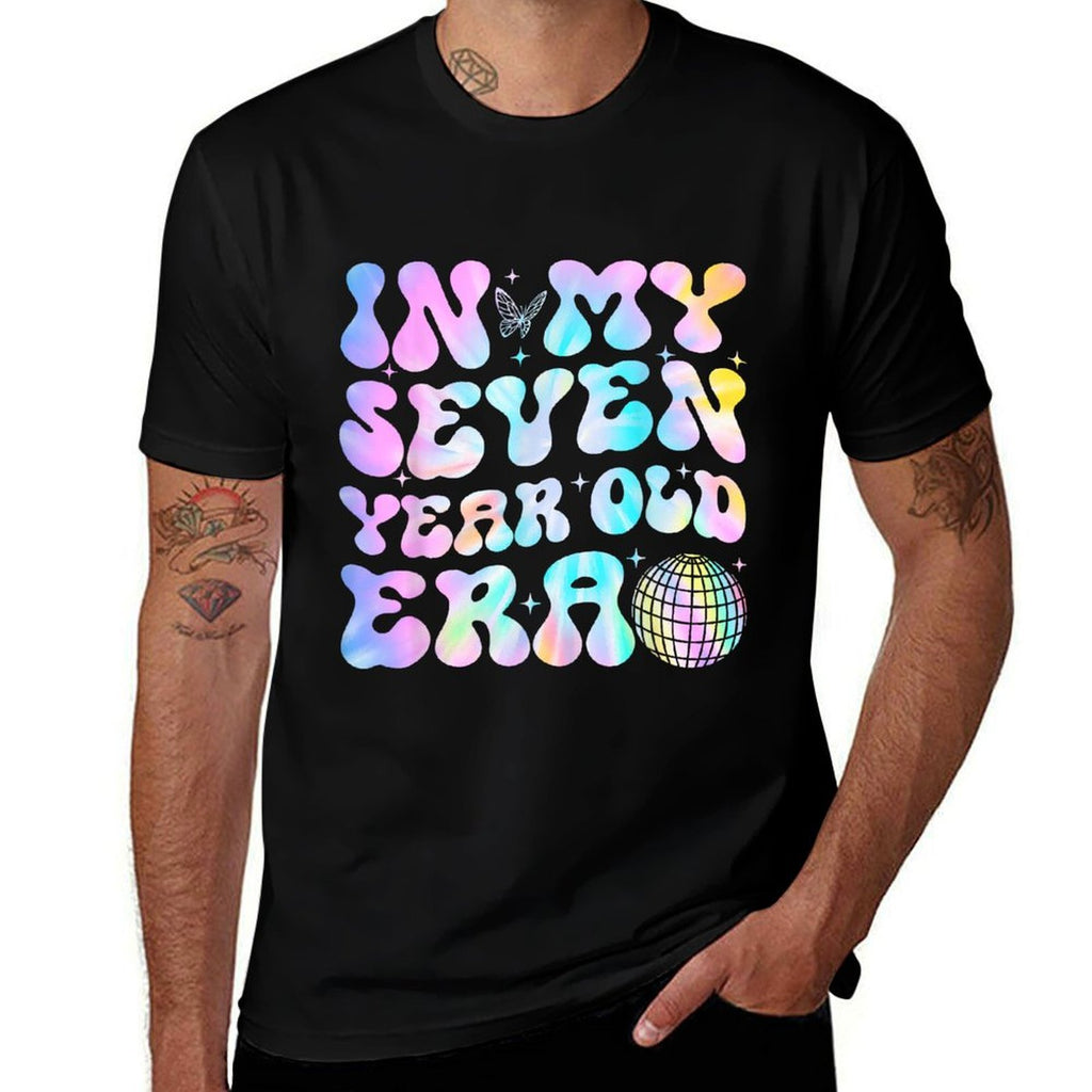 Groovy In My Seven Year Old Era Girl 7th Birthday 7 Yrs Old  Tagless Design T-Shirt
