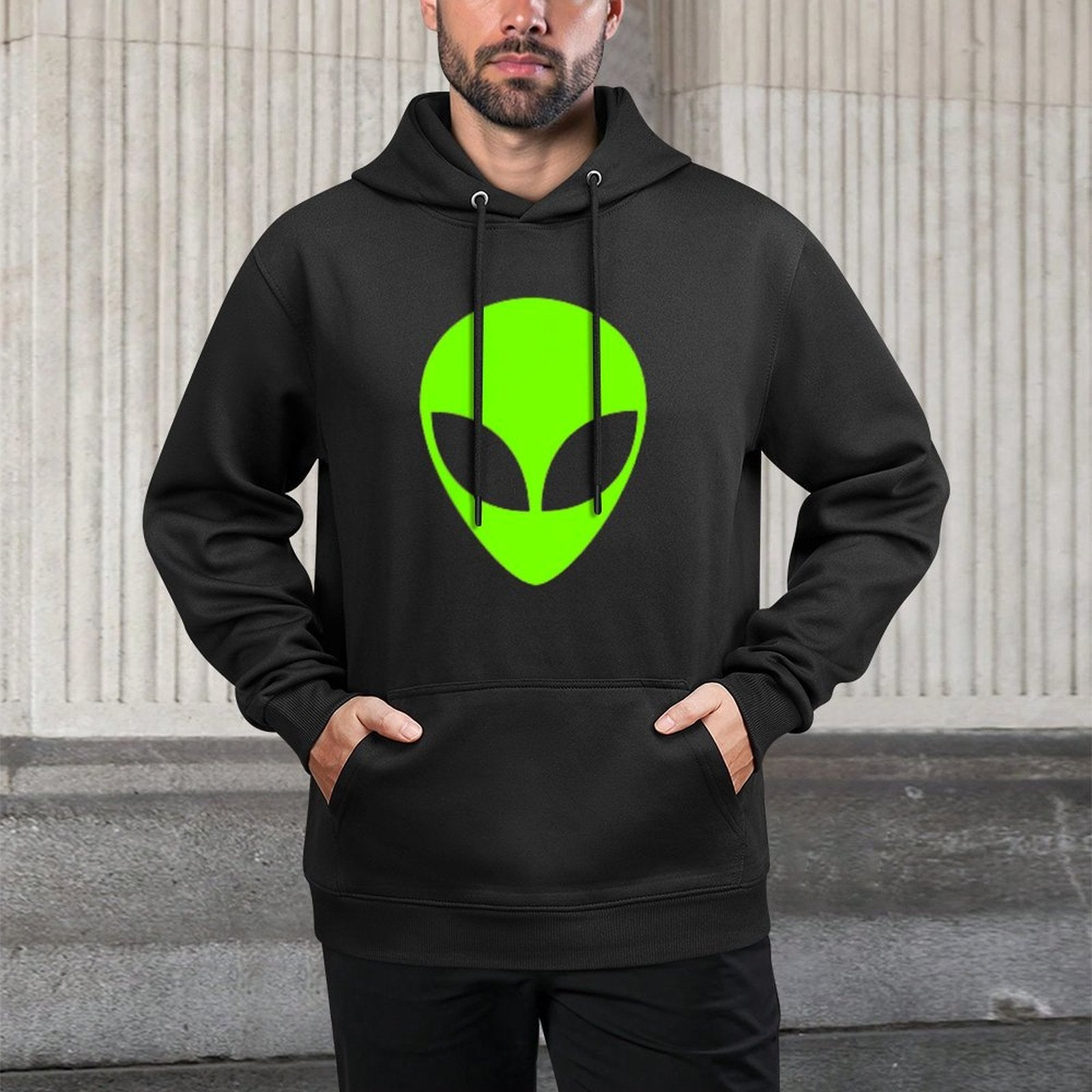 Funny Alien Head Pocket Halloween Costume Mens Womens Gift Casual Wear Hoodie