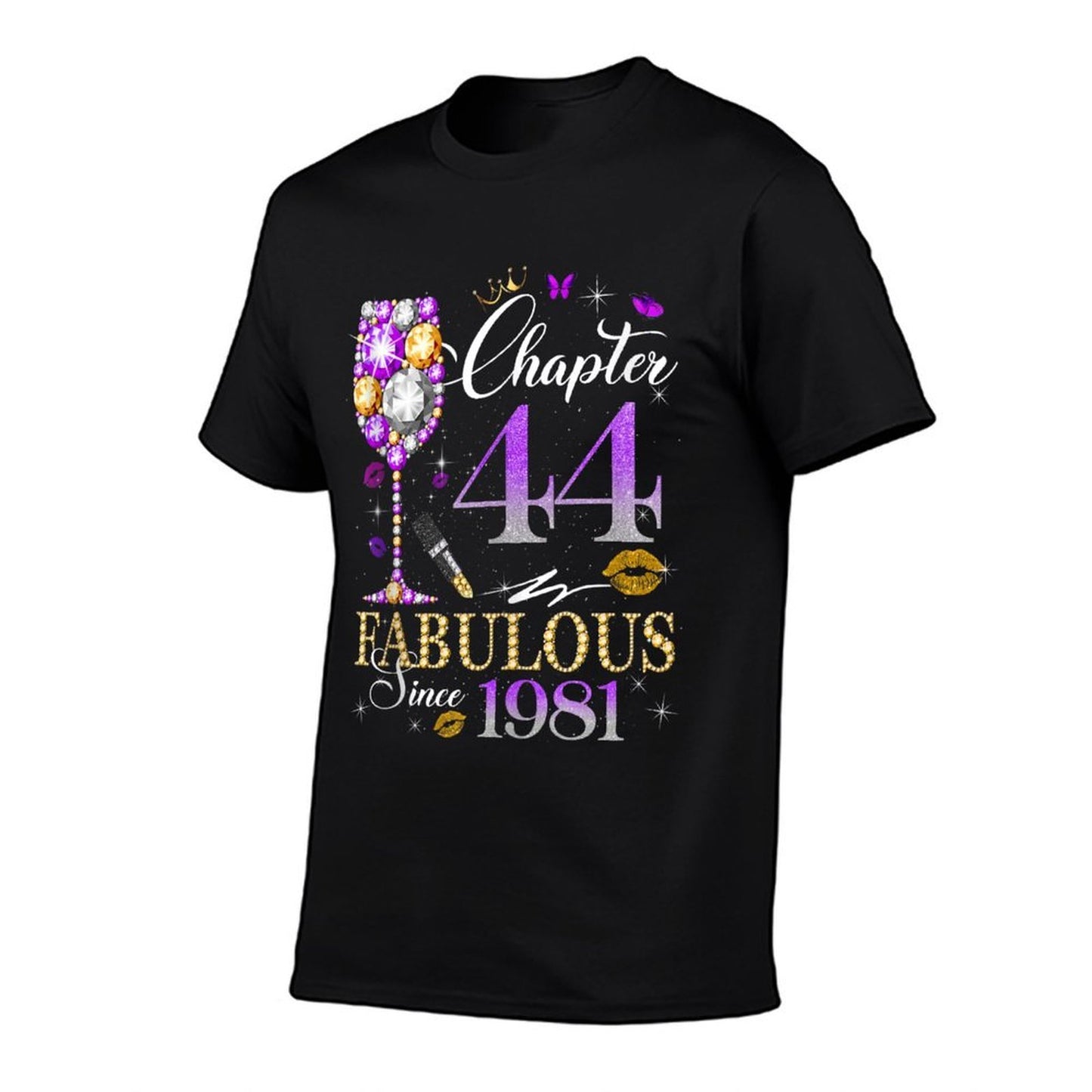 Womens Chapter 44 Fabulous Est 1981 44th B-day Queen Diamond  Breathable T-Shirt