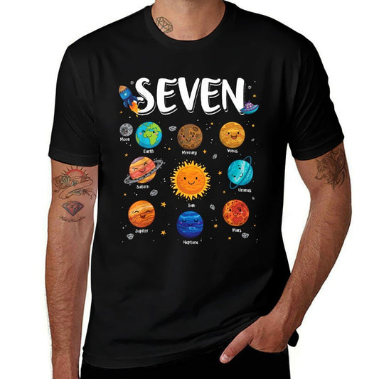Solar System Planets 7 Seven Years Old 7th Birthday Boy Girl  Classic T-Shirt