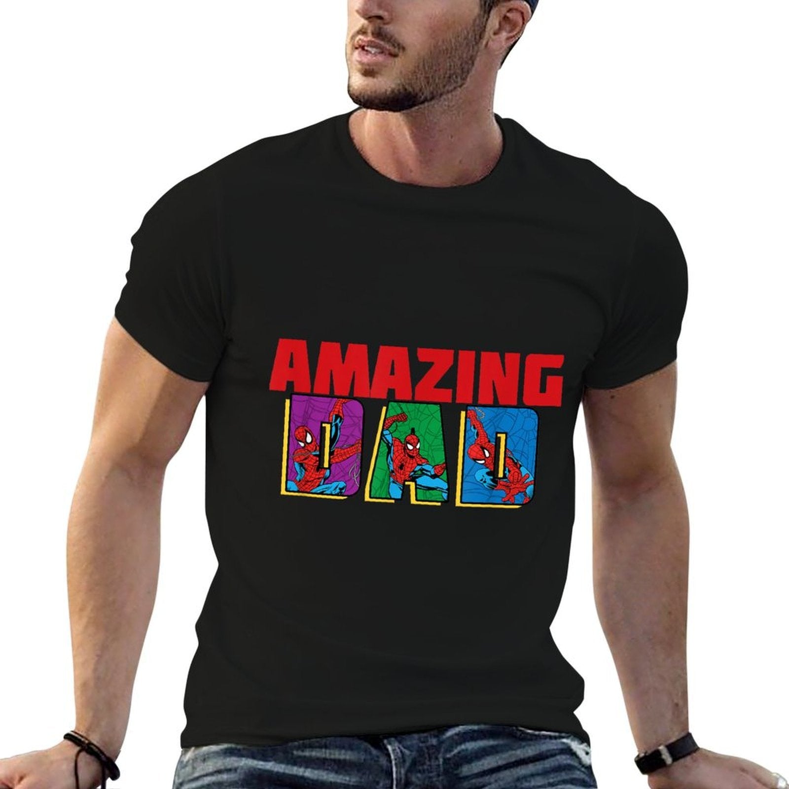 Marvel Spider-Man Amazing Dad Birthday Father’s Day  Oversized Silhouette T-Shirt