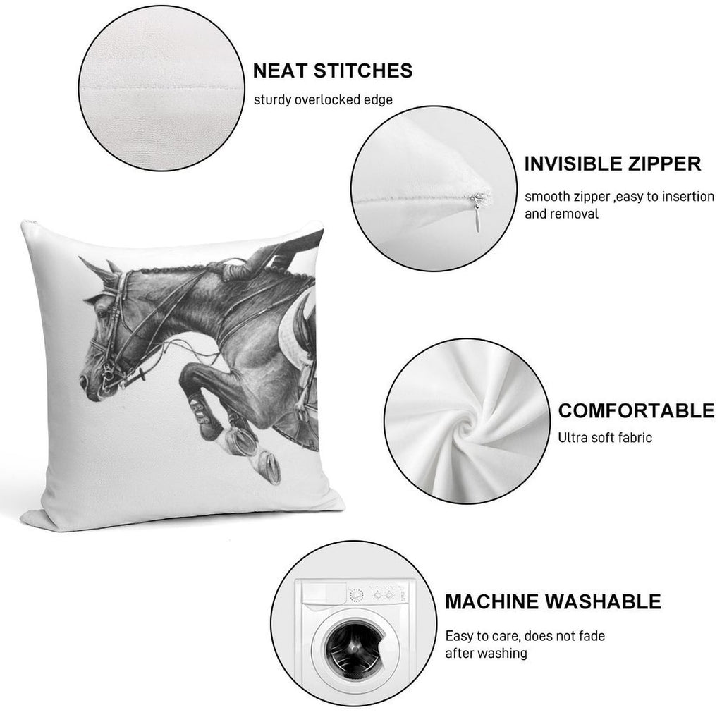 Flick - Showjumping Horse Soft Style Accent Throw Pillow