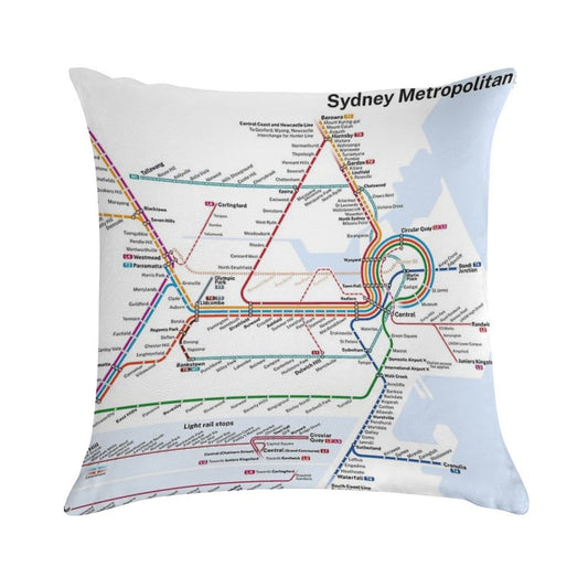 Sydney Trains And Metro Map - 2025 (Light Theme) Soft Style Accent Throw Pillow