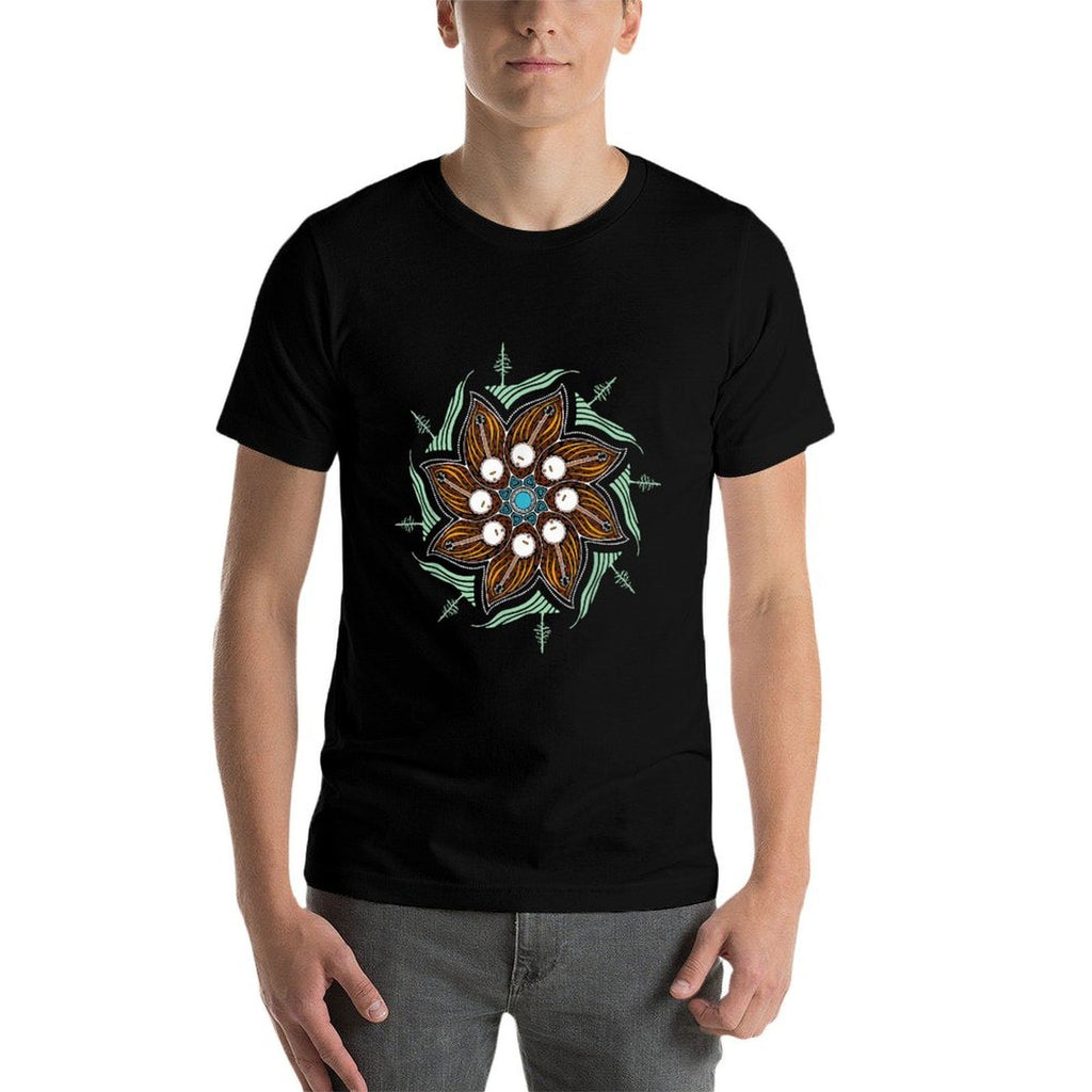 Cool Banjo Mountains  Tree Mandala Graphic  Ribbed Collar T-Shirt
