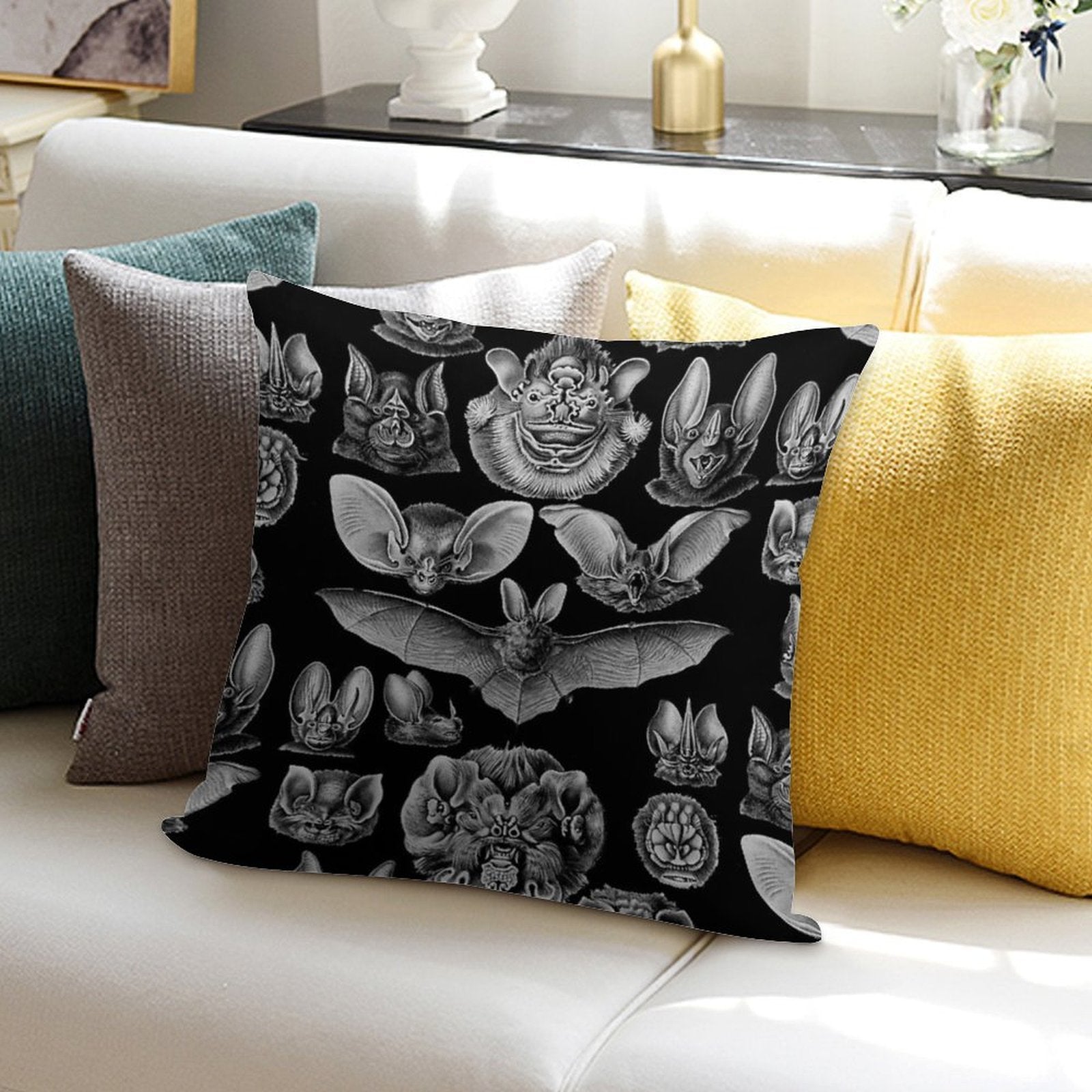 1904 Haeckel Chiroptera Soft Shrink-Resistant Throw Pillow