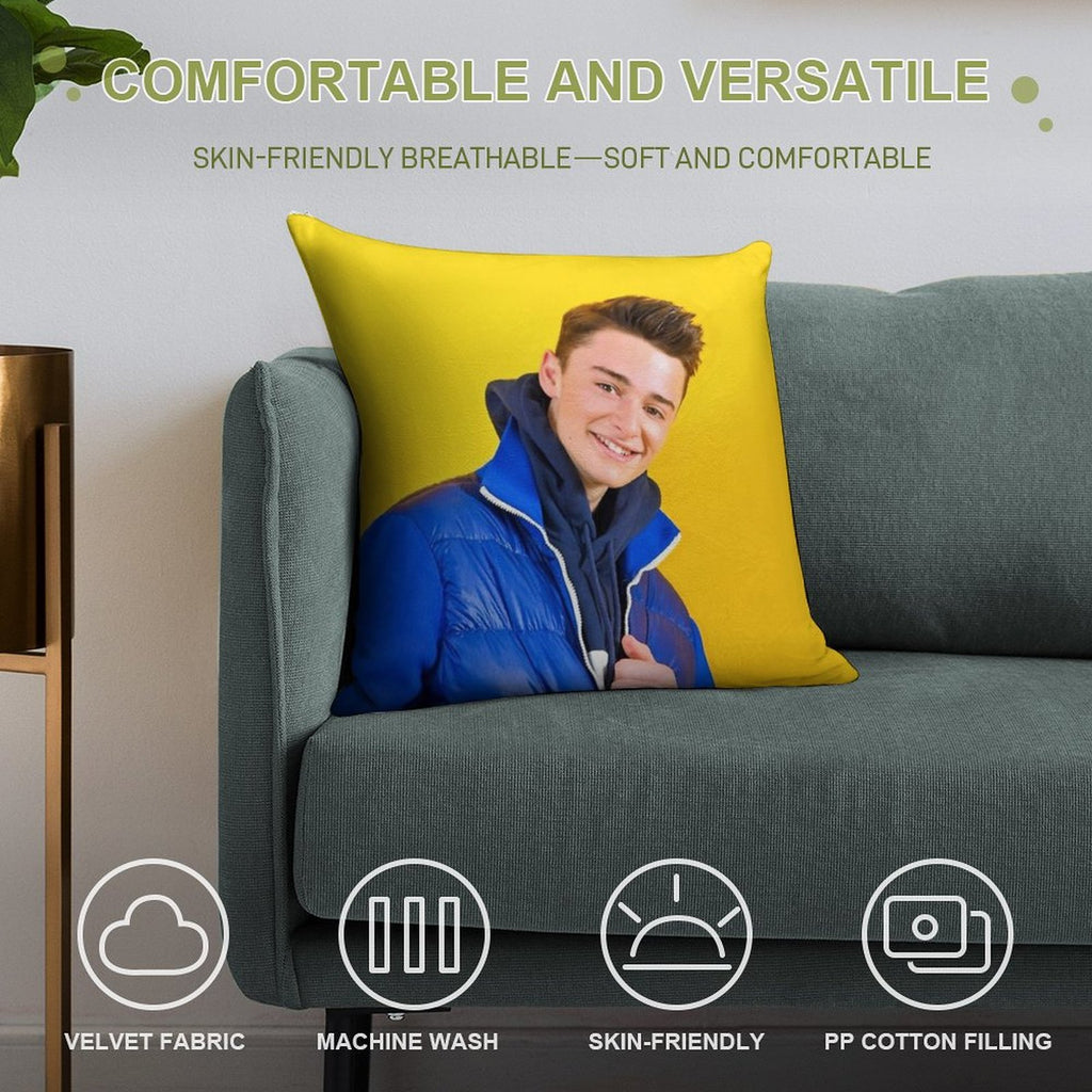 Noah Schnapp Blue Jacket Soft Luxury Feel Throw Pillow