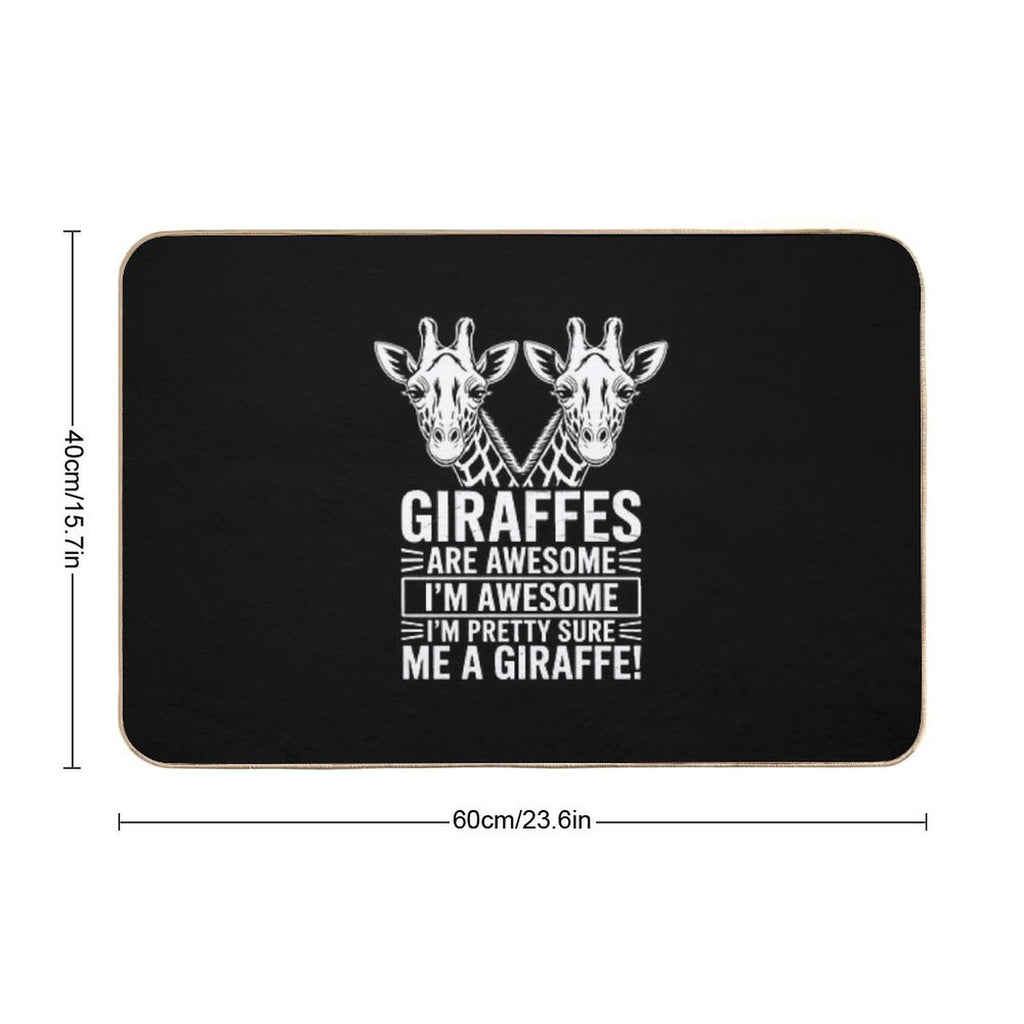 Cute Giraffe Quote Graphic Saying Zoo I Love Giraffes  Repositionable Bath Mat