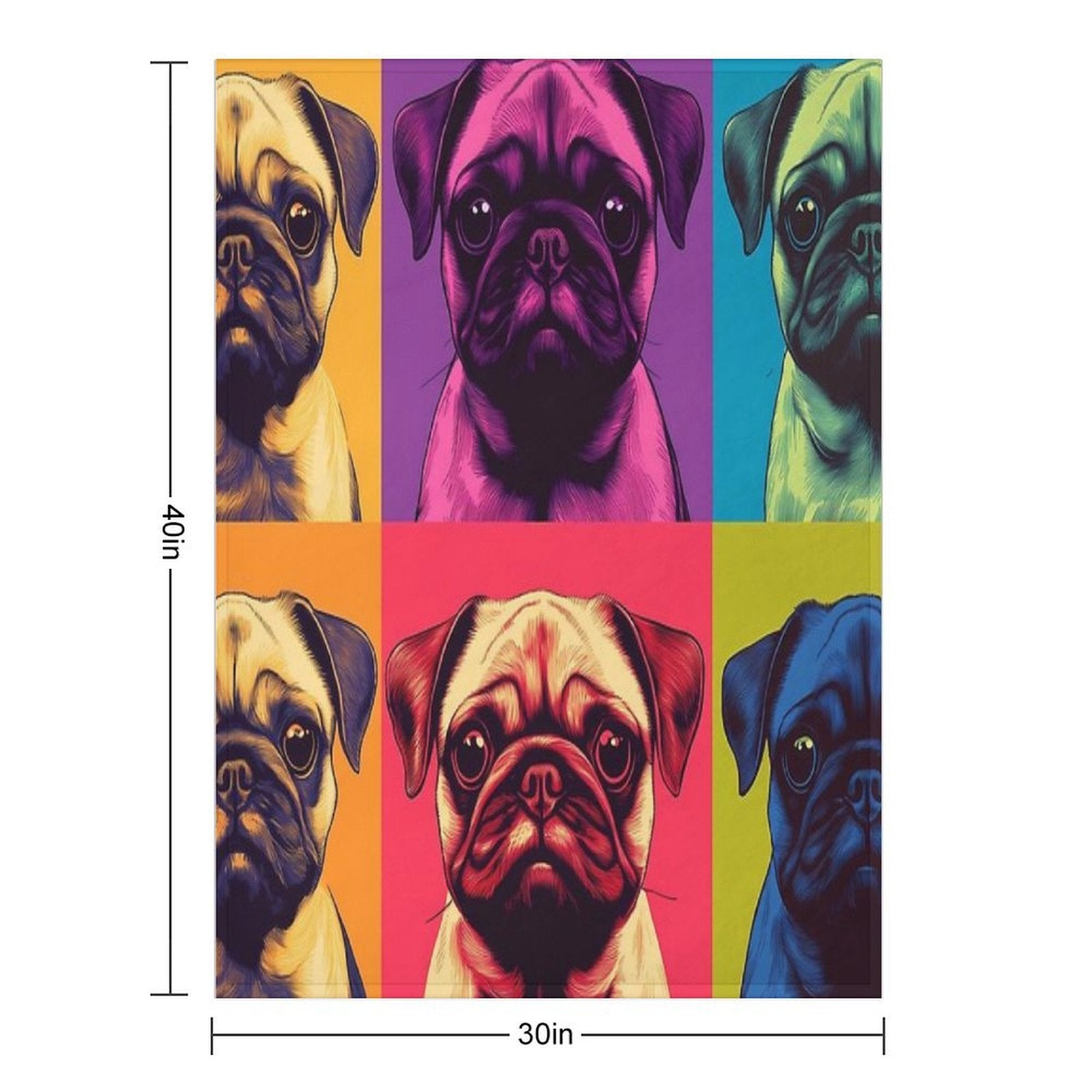 Pug II  -  Pop Art Machine-washable Throw Blanket