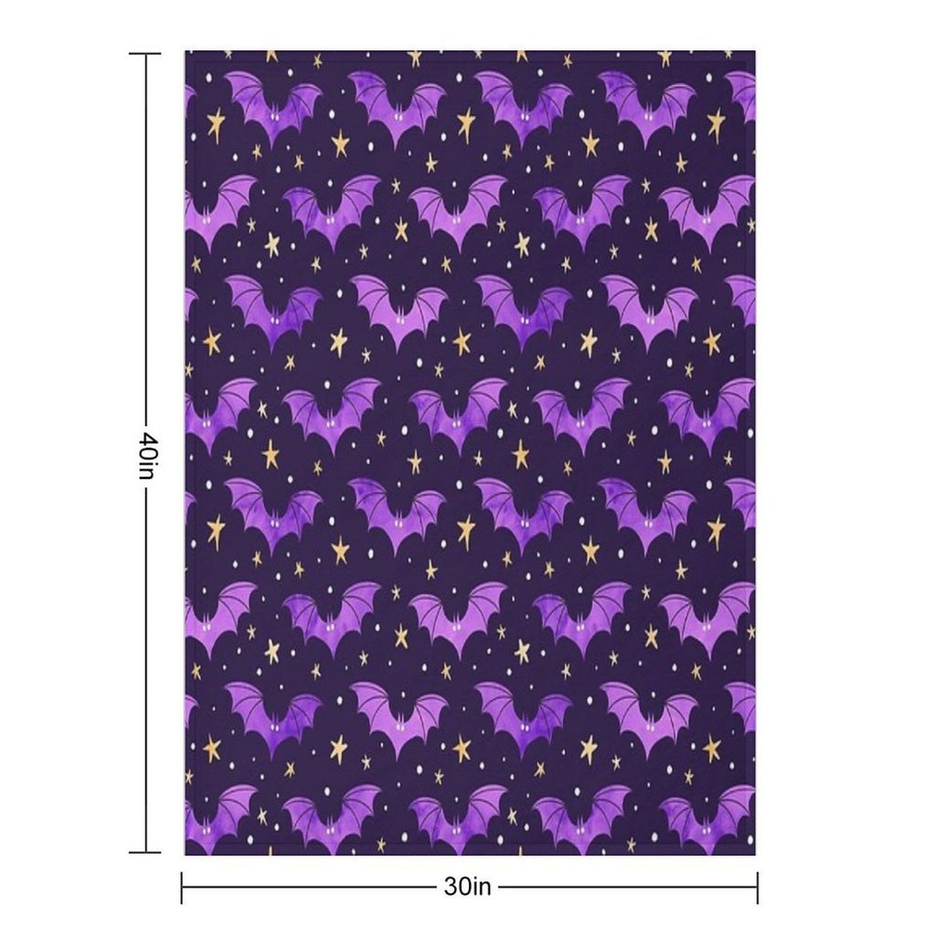 Watercolor Bats Purple on Black Comfort Throw Blanket